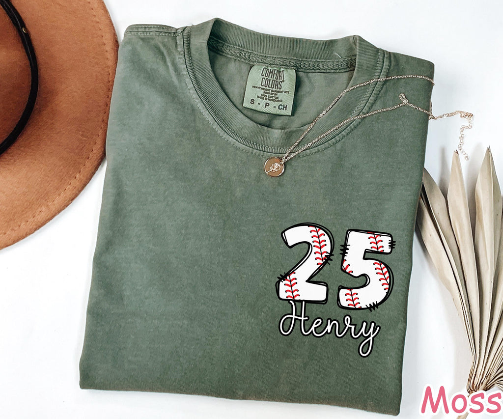 Comfort Colors® Custom Baseball Shirt for Women Personalized Baseball Number Shirt Custom Baseball Gift Sports Mom Tee Baseball Mom Shirt