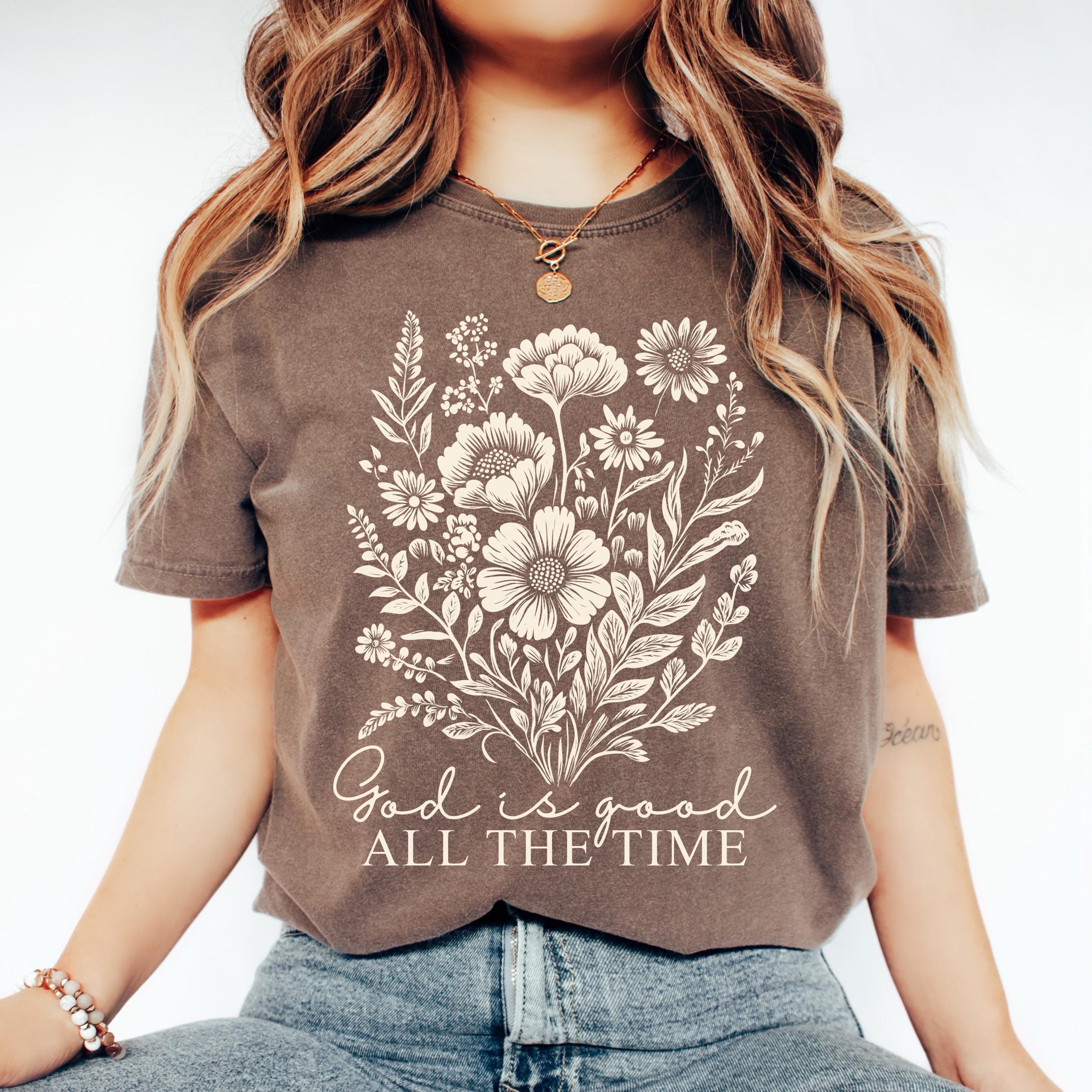 Comfort Colors® God Is Good Shirt Boho Floral Christian Shirt Bible Verse Tee Faith Shirt Religious Women Gift Vintage Floral Christian Gift