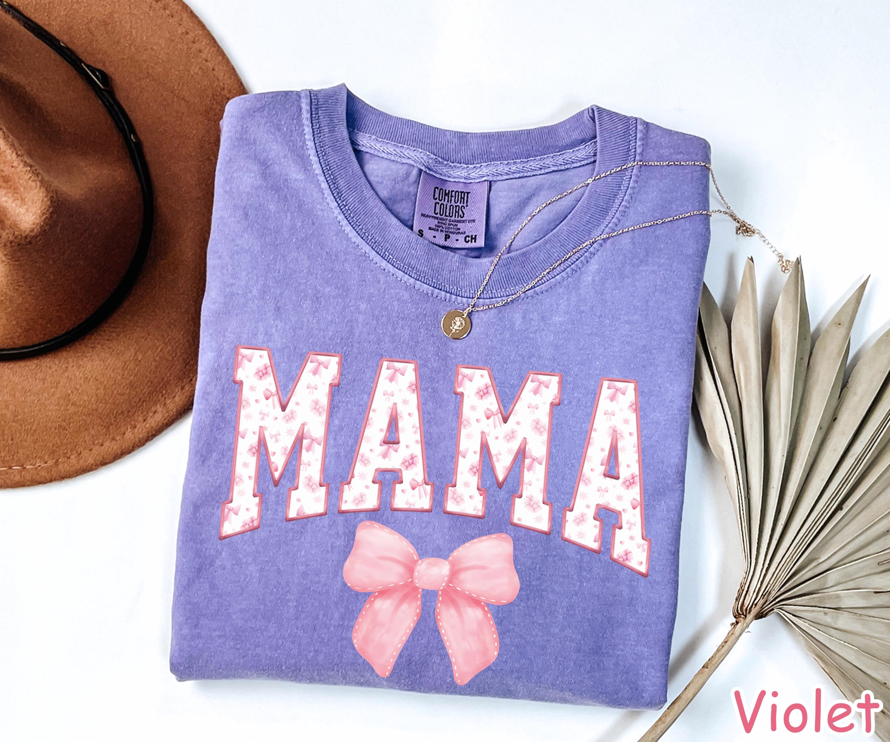 Comfort Colors® Coquette Pink Bow Mama Shirt Unique Mothers Day Gift from Daughter Baby Shower Gift Aesthetic Mom Birthday Gift New Mom Gift