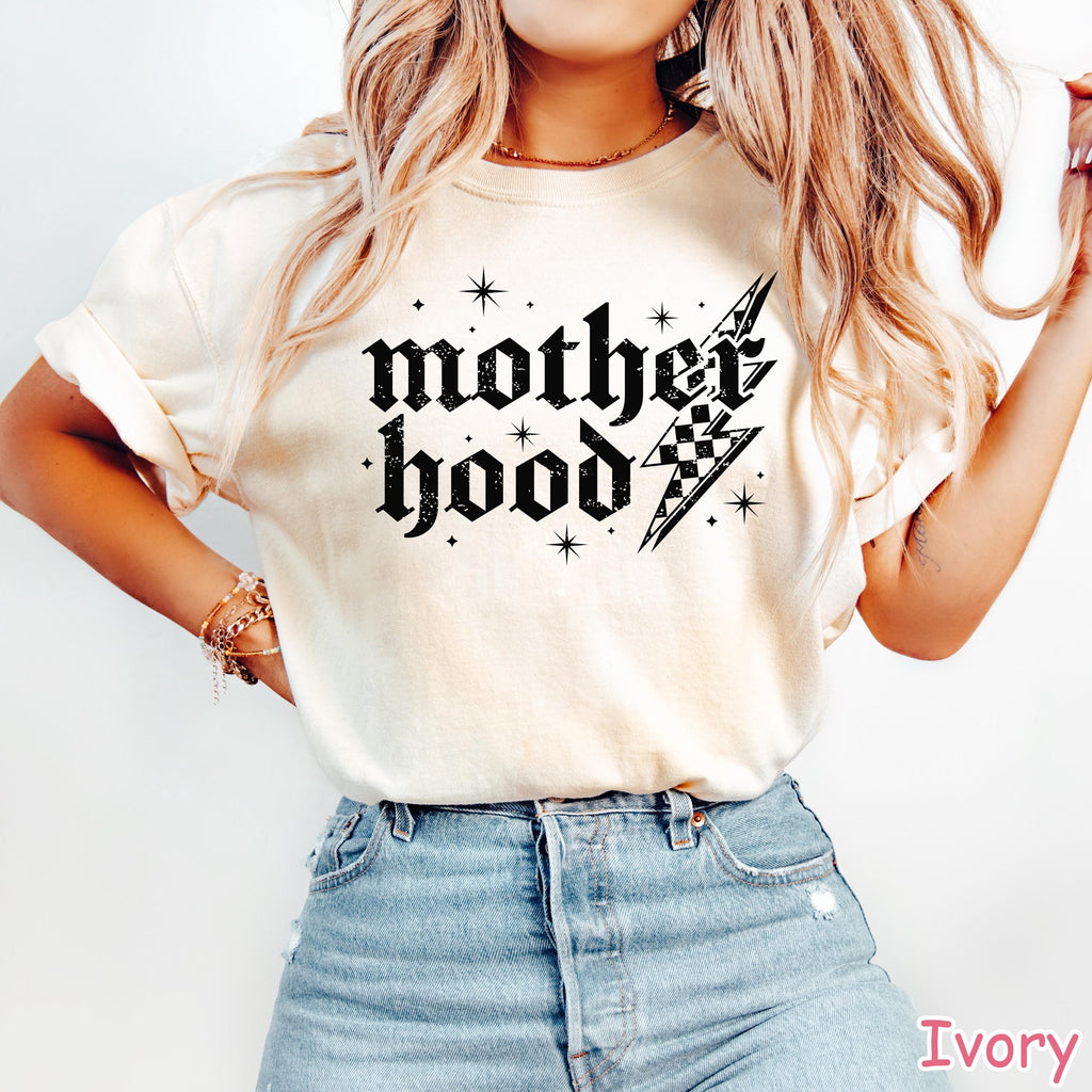 Comfort Colors® Retro Checkered Motherhood Shirt, Cute Mother Hood Shirt, Trendy Mama Tshirt, Oversized Mom Graphic Tee, Cool Mom Club Gift