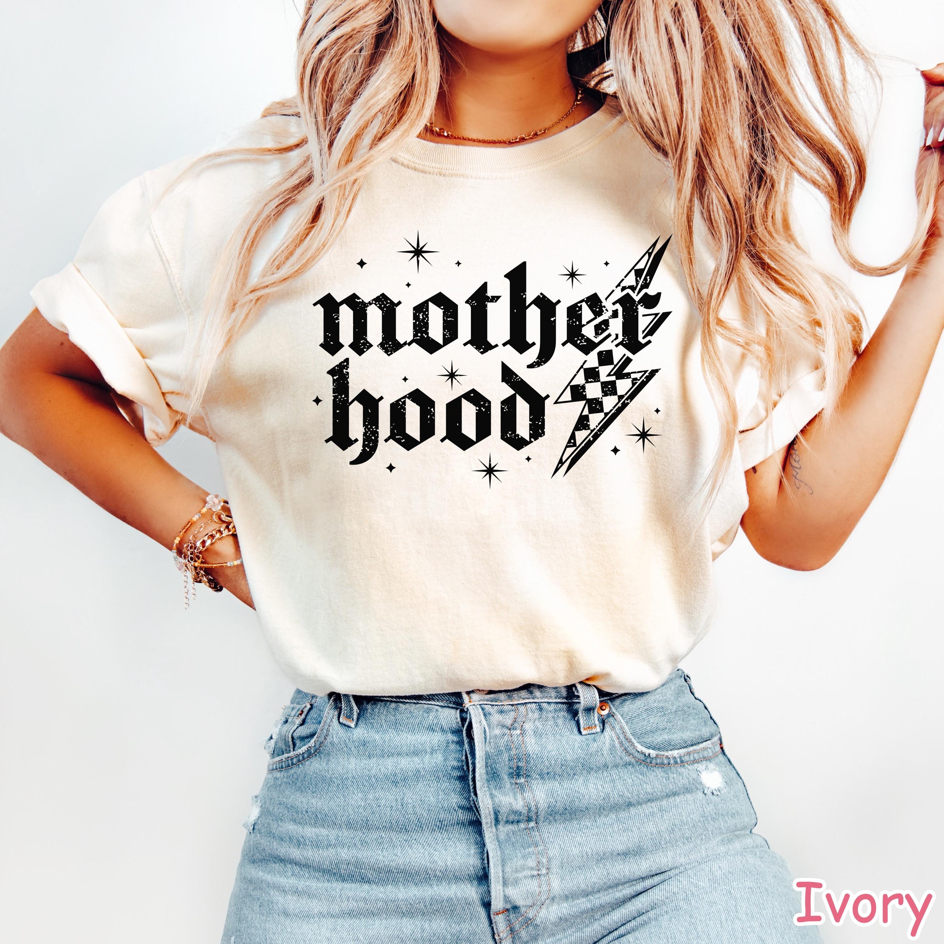 Comfort Colors® Retro Checkered Motherhood Shirt, Cute Mother Hood Shirt, Trendy Mama Tshirt, Oversized Mom Graphic Tee, Cool Mom Club Gift