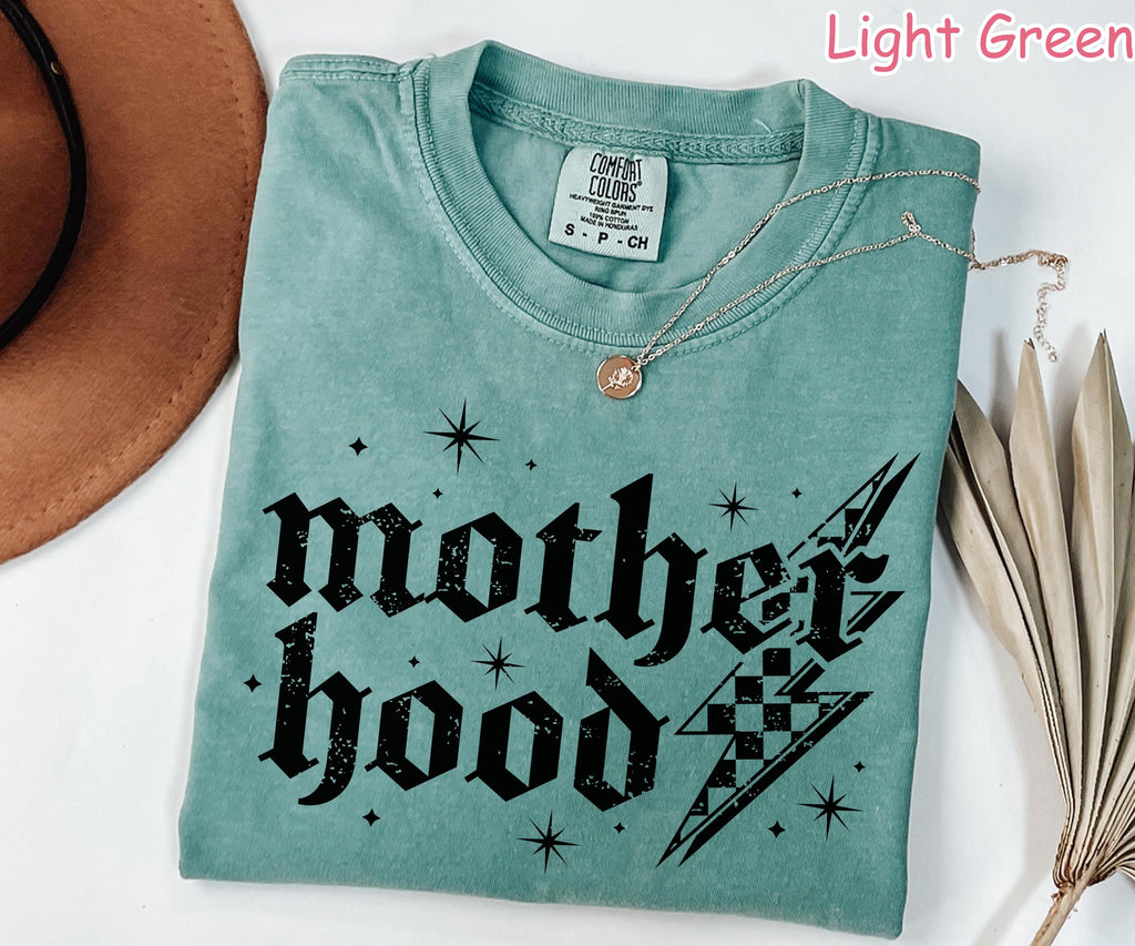 Comfort Colors® Retro Checkered Motherhood Shirt, Cute Mother Hood Shirt, Trendy Mama Tshirt, Oversized Mom Graphic Tee, Cool Mom Club Gift