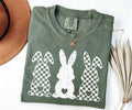 Comfort Colors® Retro Checkered Easter Bunny Shirt, Cute Womens Easter Shirt, Happy Easter Day Gift, Rabbit Shirt, Trendy Easter Graphic Tee