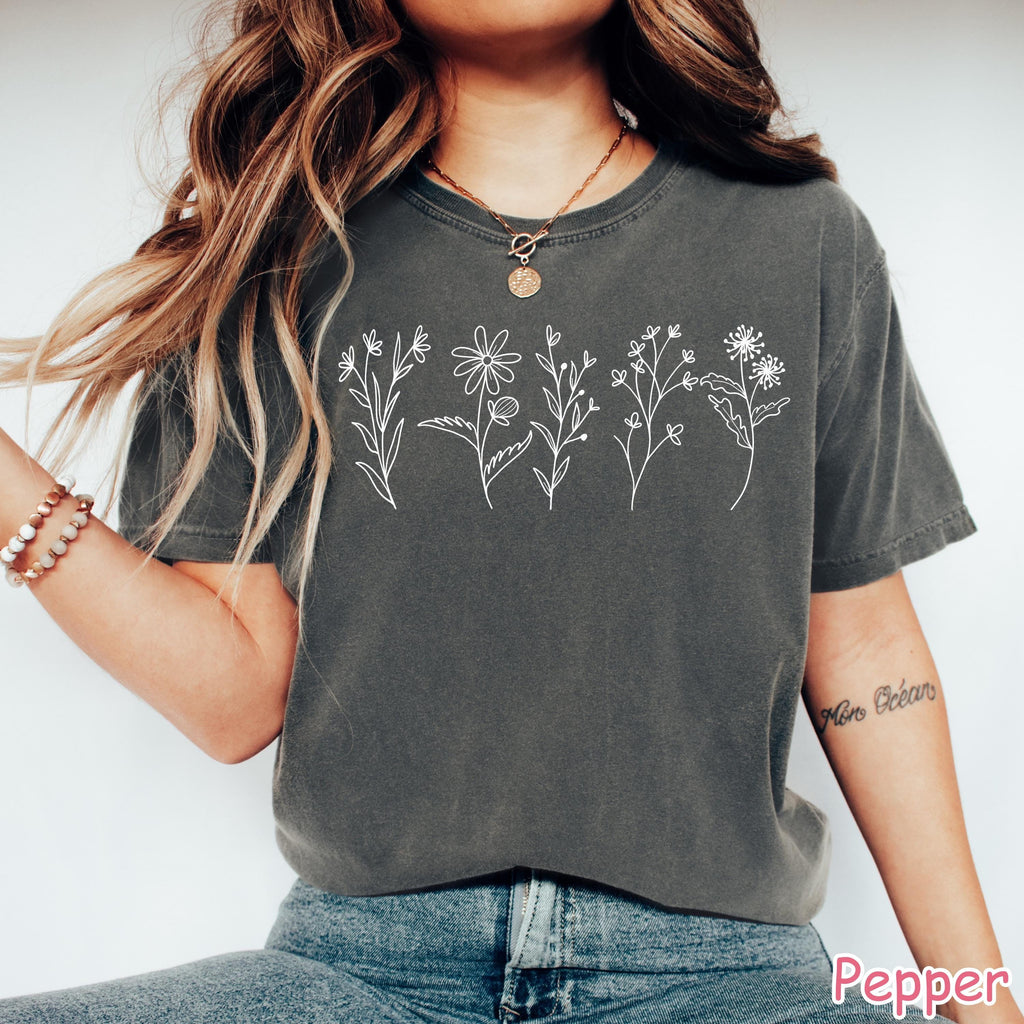 Comfort Colors® Wildflowers Shirt, Boho Floral Cottagecore Shirt, Botanical Shirt, Women's Flower Shirt, Nature Shirt, Gift for Gardener