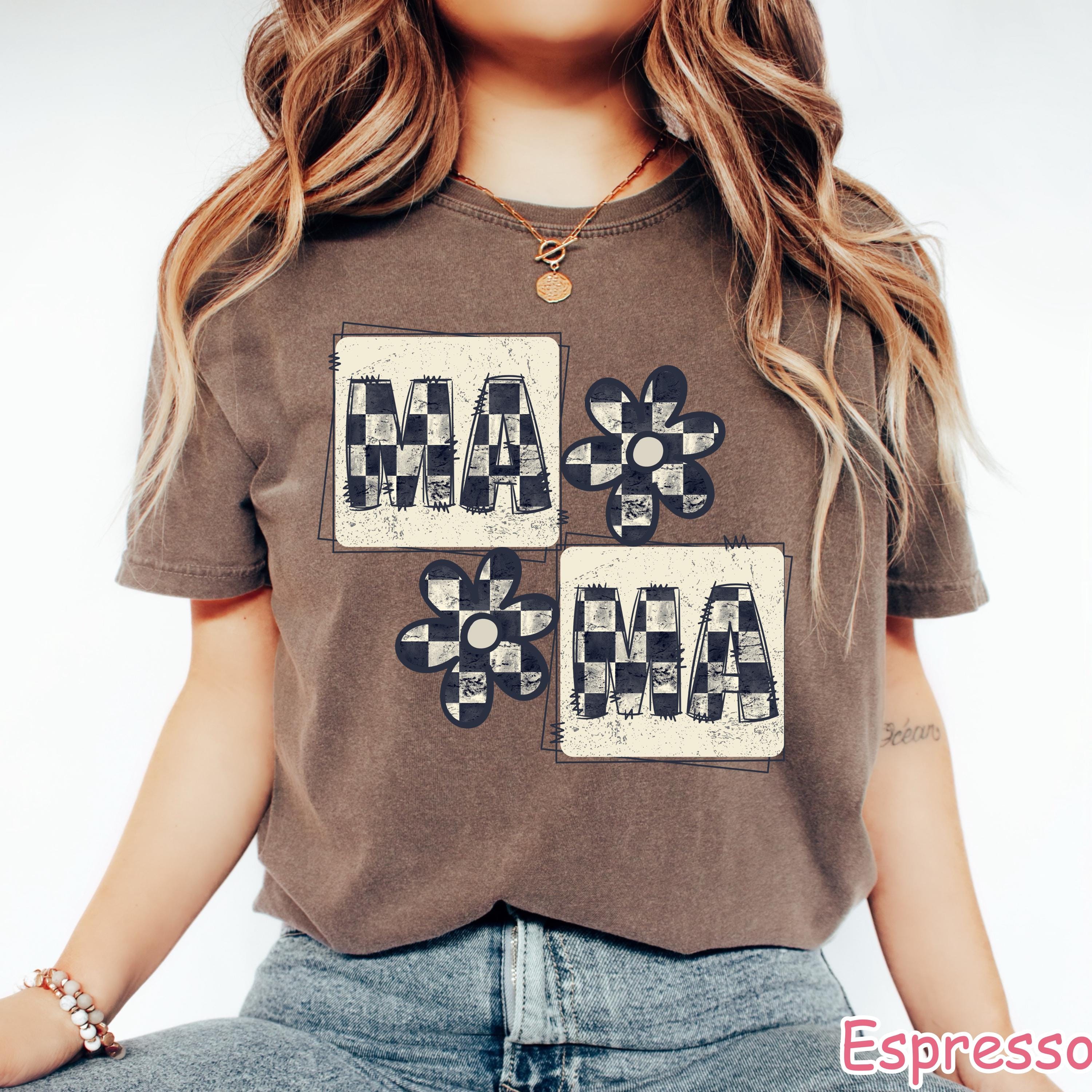 Comfort Colors Retro Checkered Mama Shirt, Trendy Crewneck
