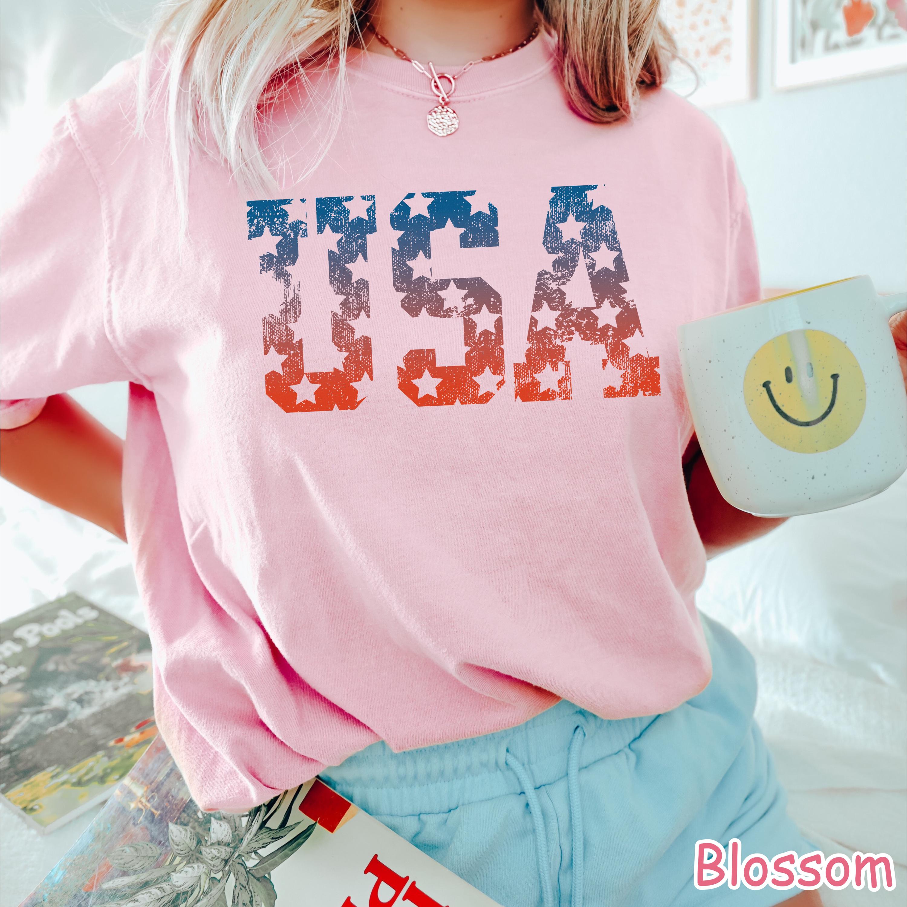Comfort Colors® Retro USA Shirt, 4th of July Shirt, America Shirt, Trendy Fourth of July Shirt, Womens Patriotic Shirt, Independence Day Tee