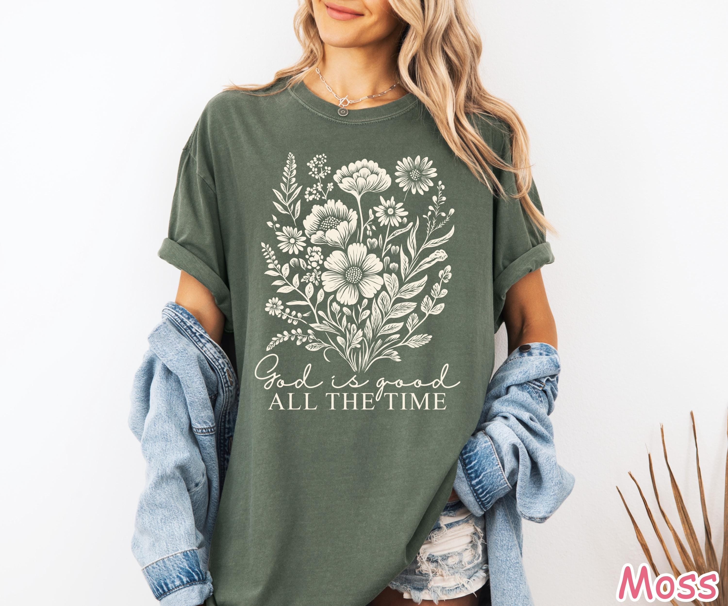 Comfort Colors® God Is Good Shirt Boho Floral Christian Shirt Bible Verse Tee Faith Shirt Religious Women Gift Vintage Floral Christian Gift