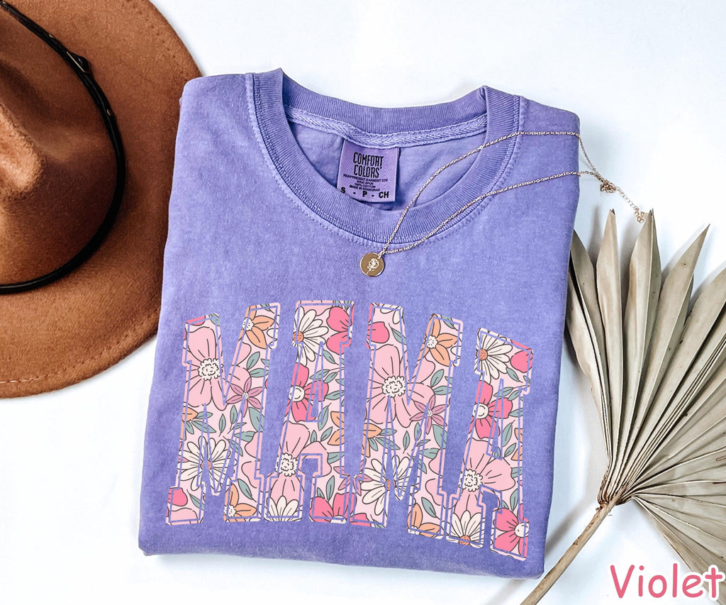 Comfort Colors Floral Mama Shirt, Boho Spring Tee