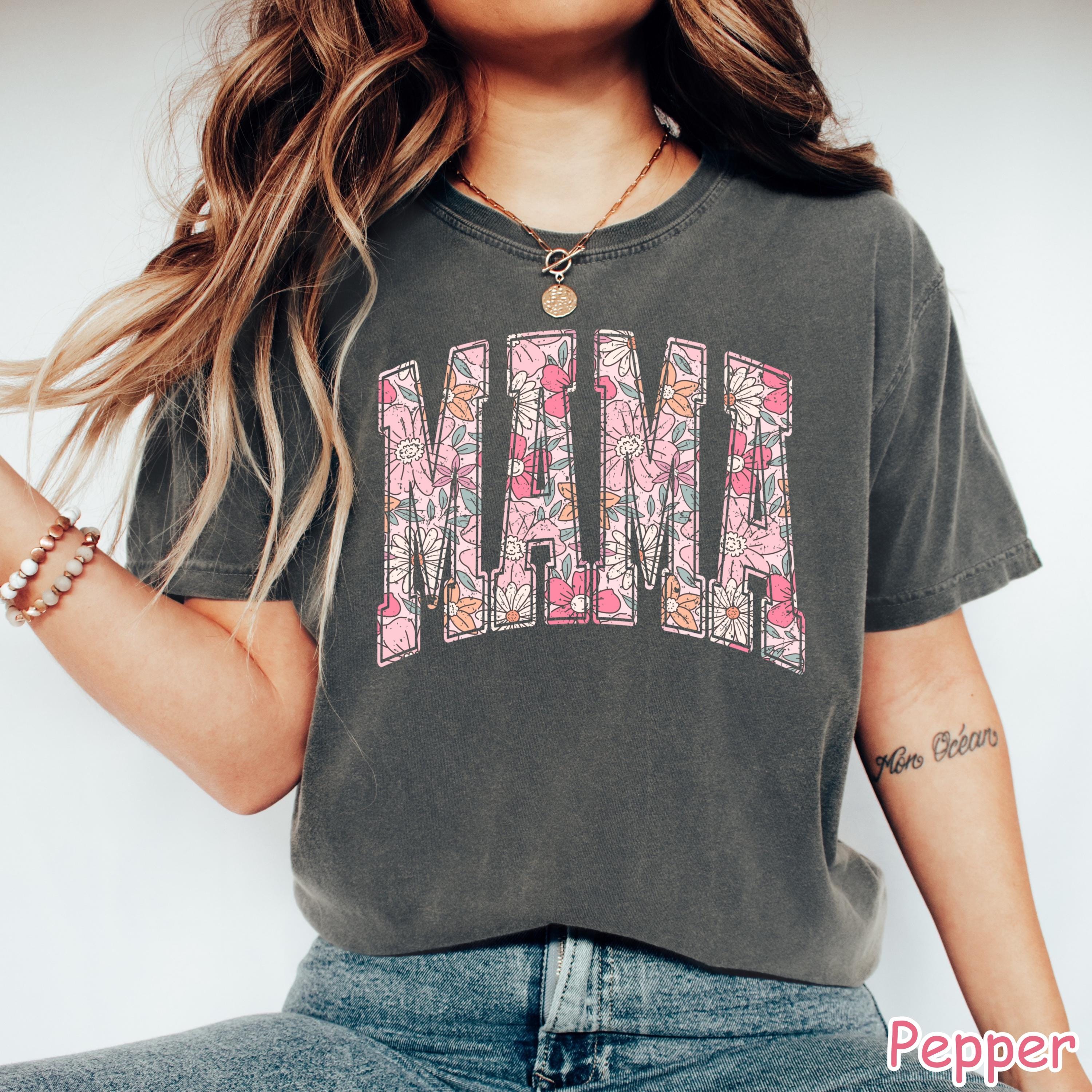 Comfort Colors® Boho Floral Mama Shirt Mothers Day Gift Trendy Mom Spring Tee Cute Gift for Mom Oversized Shirt for Women Flowers Mama Shirt