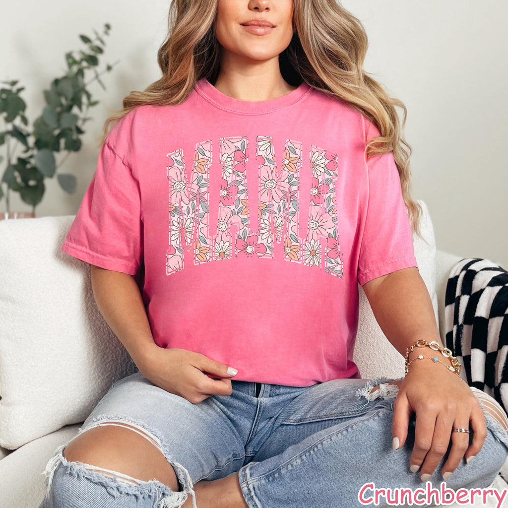 Comfort Colors® Boho Floral Mama Shirt Mothers Day Gift Trendy Mom Spring Tee Cute Gift for Mom Oversized Shirt for Women Flowers Mama Shirt