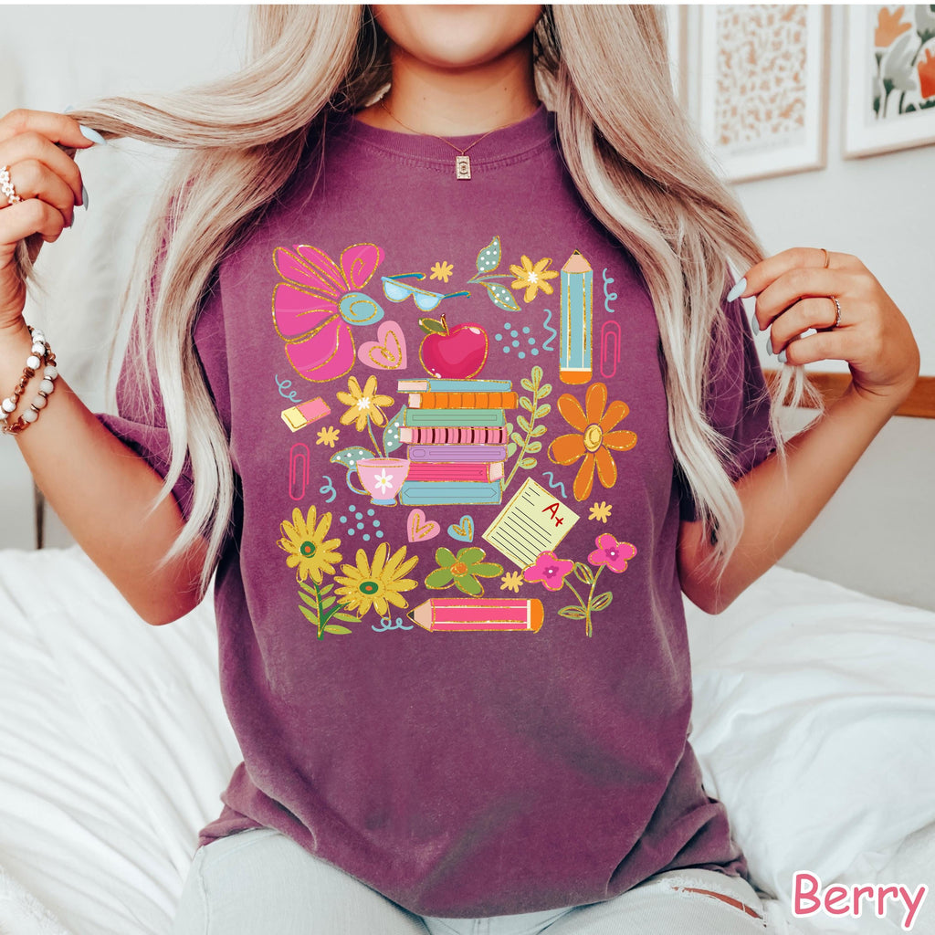 Comfort Colors® Boho Floral Teacher Shirt, Cute Gift for Teacher, Teacher Appreciation Gift, Retro Teacher Flower Shirt, Cute Teaching Shirt