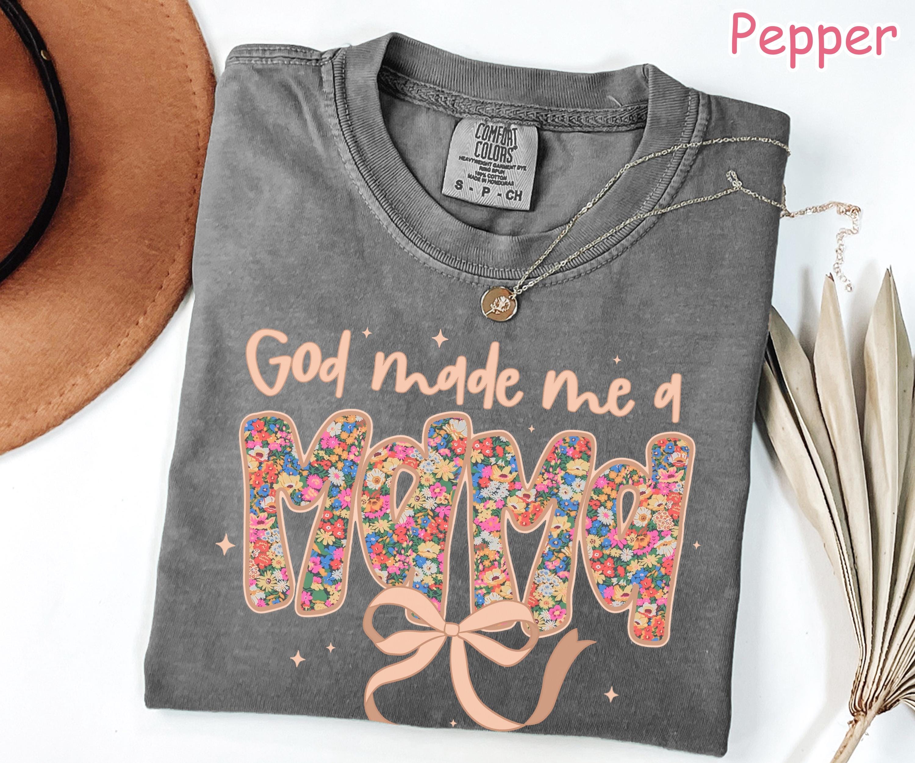 Comfort Colors® Christian Mama Shirt, God Made Me A Mama, Mothers Day Gift, Religious Gift for Mom, Coquette Bow Mom Tee, Womens Faith Shirt
