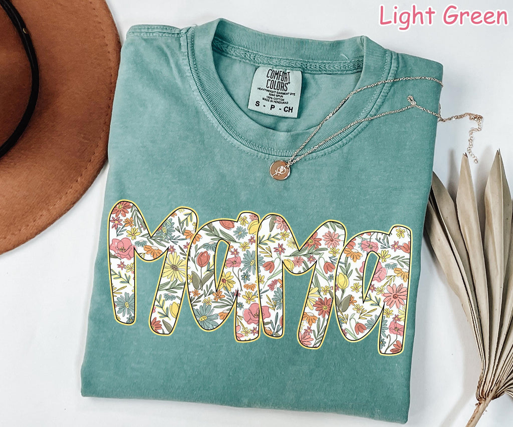 Comfort Colors® Floral Mama Shirt, Mother's Day Gift, Trendy Mom Shirt, Cute Gift for Mom, New Mom Gift, Spring Floral Mama Crewneck
