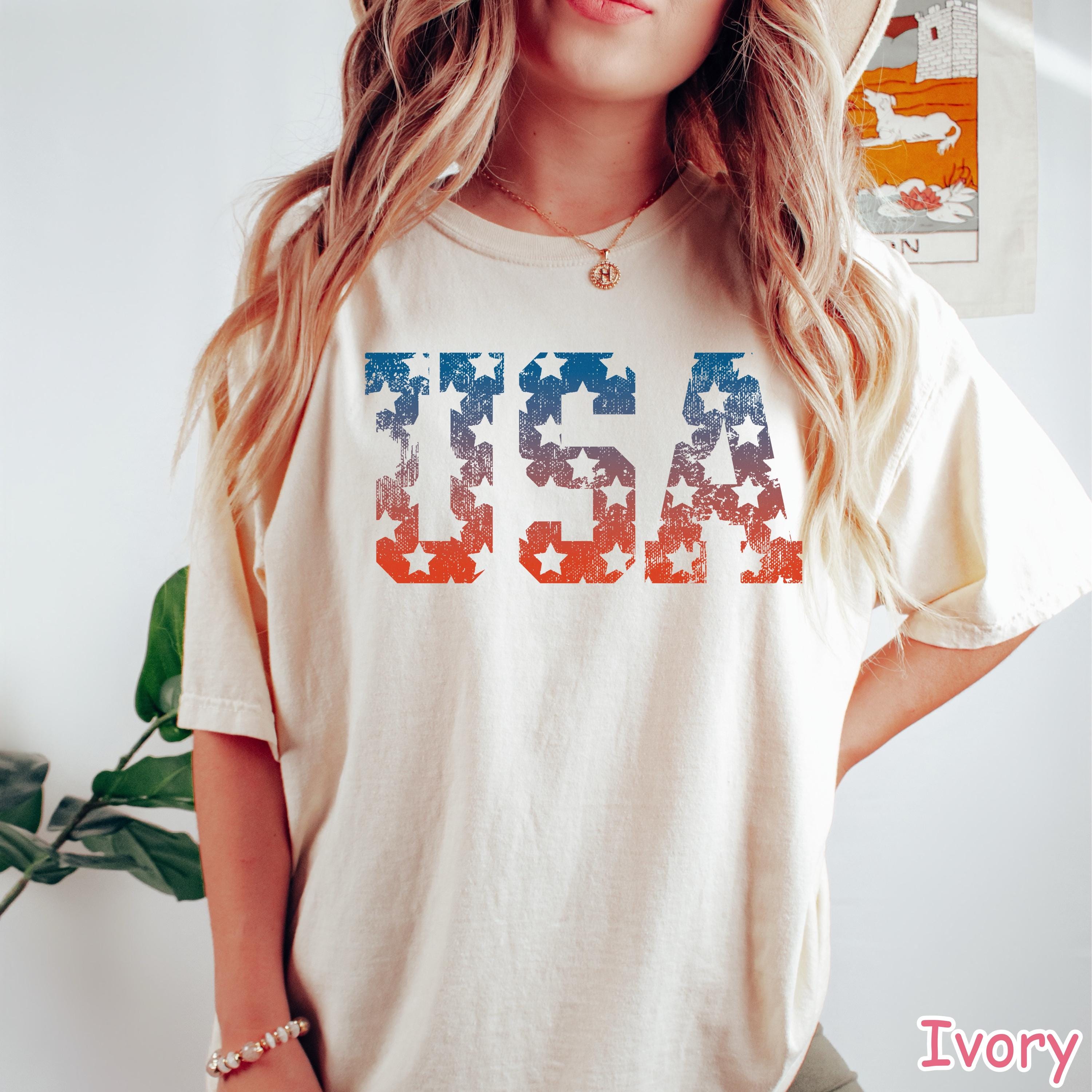 Comfort Colors® Retro USA Shirt, 4th of July Shirt, America Shirt, Trendy Fourth of July Shirt, Womens Patriotic Shirt, Independence Day Tee