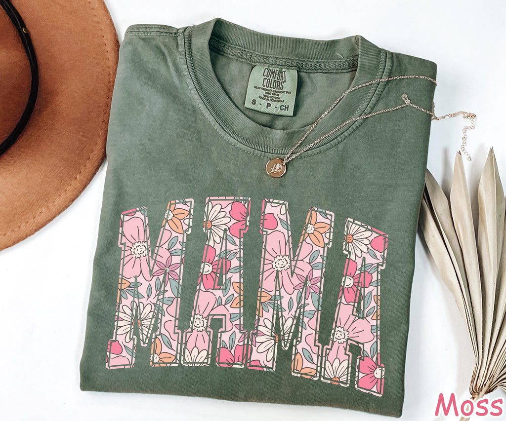 Comfort Colors Floral Mama Shirt, Boho Spring Tee