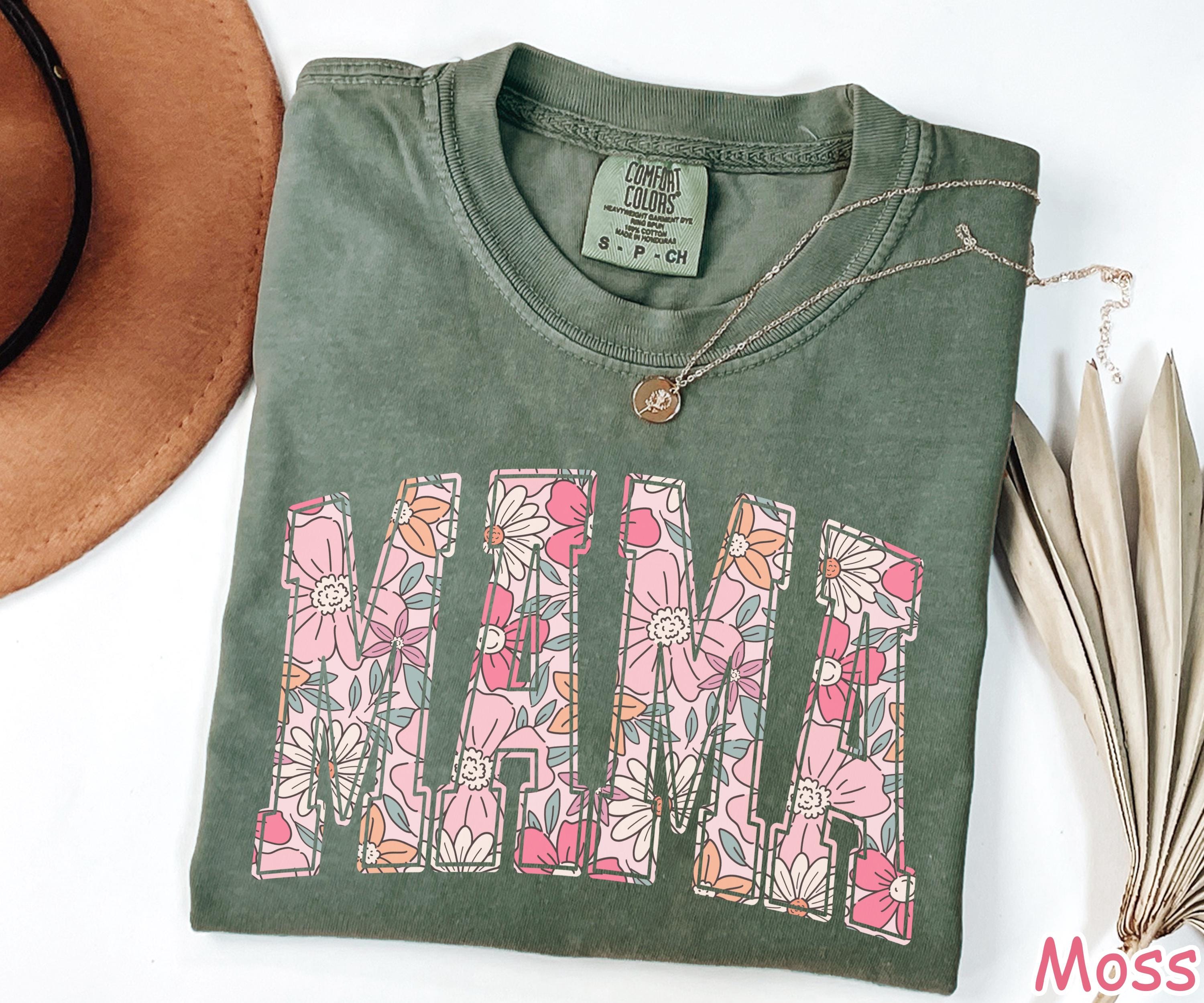 Comfort Colors Floral Mama Shirt, Boho Spring Tee