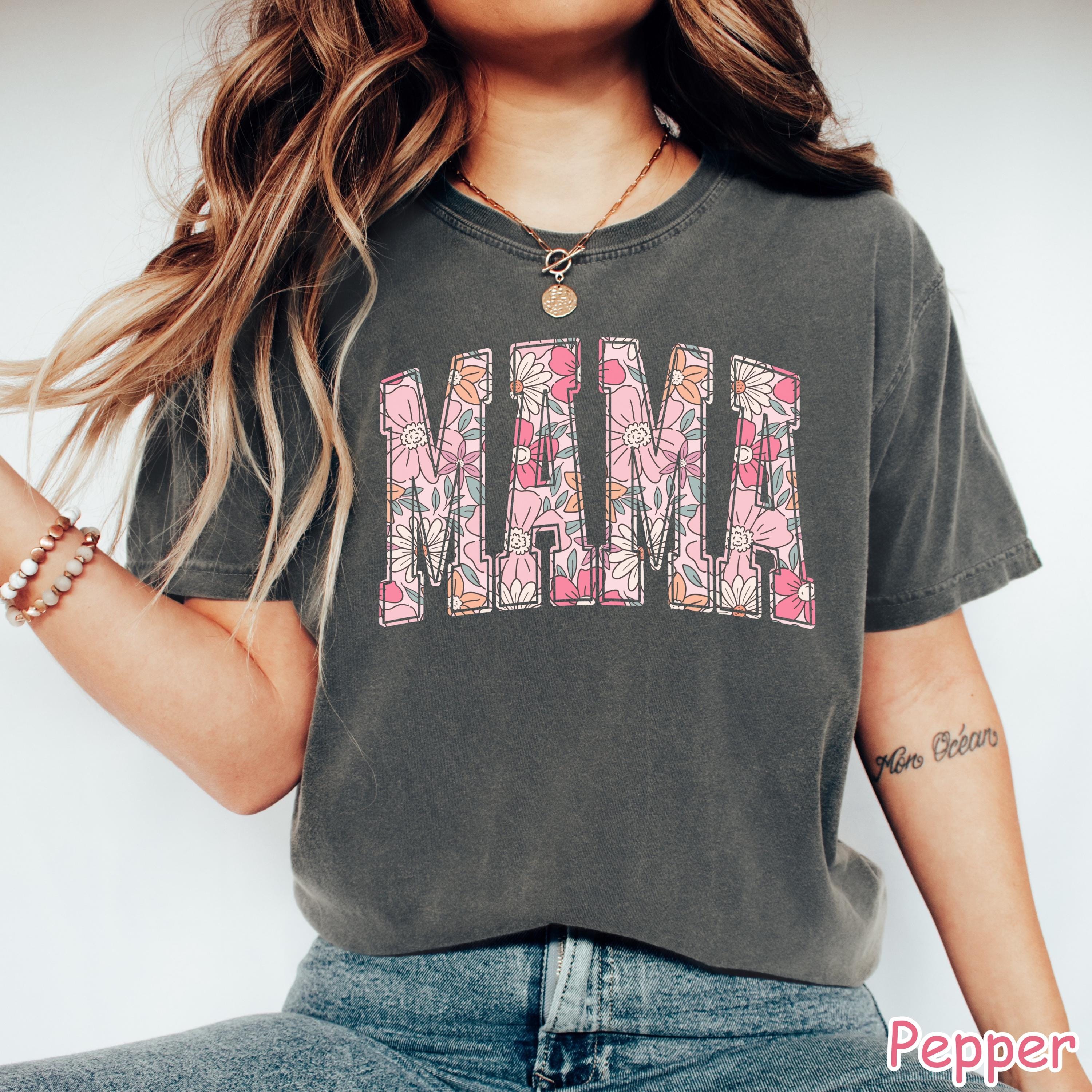 Comfort Colors Floral Mama Shirt, Boho Spring Tee
