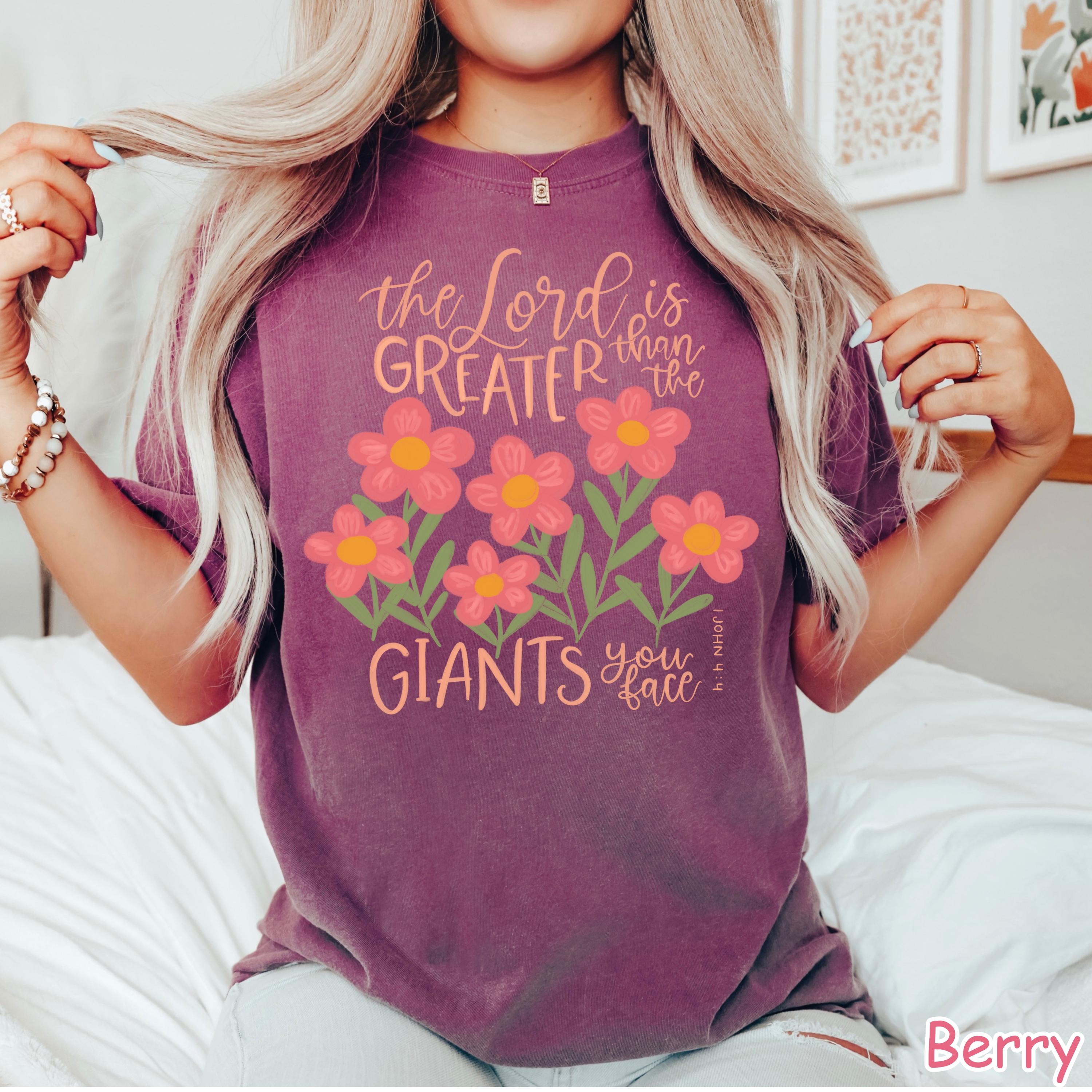 Comfort Colors® Floral Christian Shirt, The Lord Is Greater Bible Verse Tee, Women Faith Shirt Religious Shirt Jesus Shirt Inspirational Tee