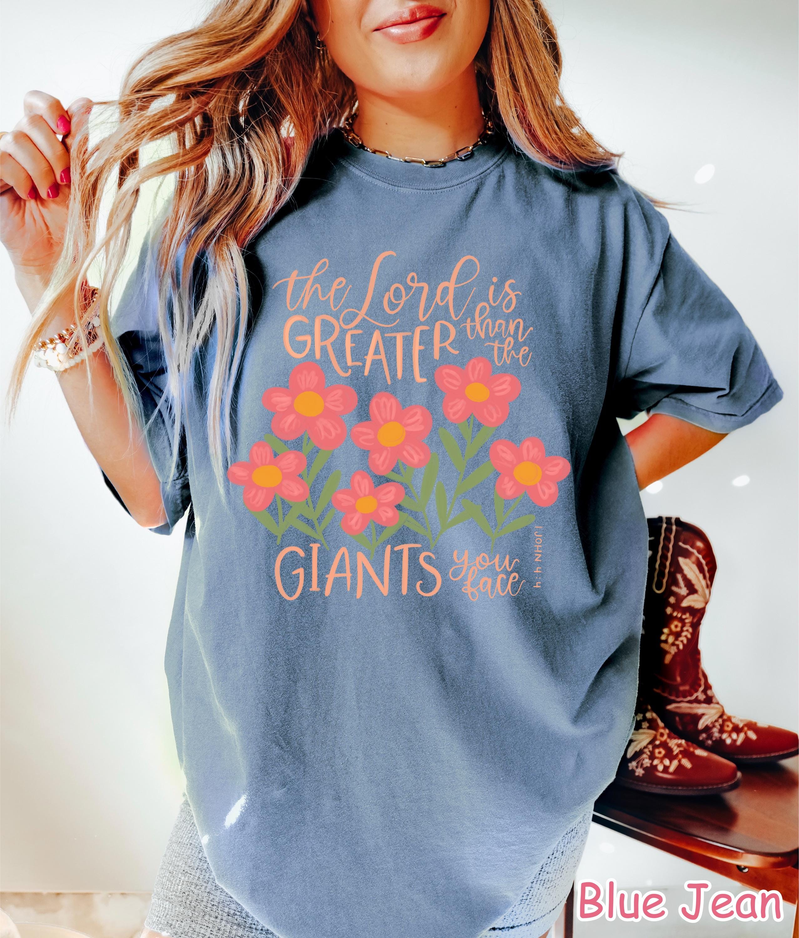 Comfort Colors® Floral Christian Shirt, The Lord Is Greater Bible Verse Tee, Women Faith Shirt Religious Shirt Jesus Shirt Inspirational Tee