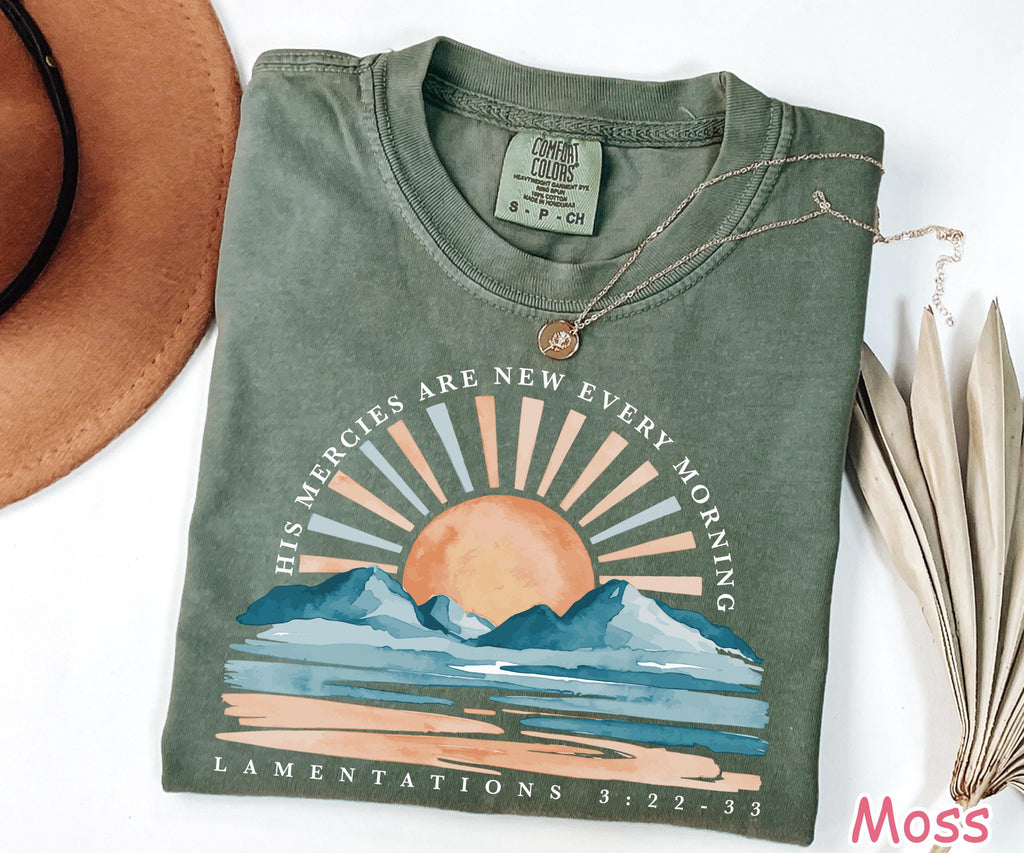Comfort Colors® Christian Shirt, Inspirational Bible Verse Tee Women Religious Shirt Faith Shirt His Mercies Are New Every Morning Jesus Tee