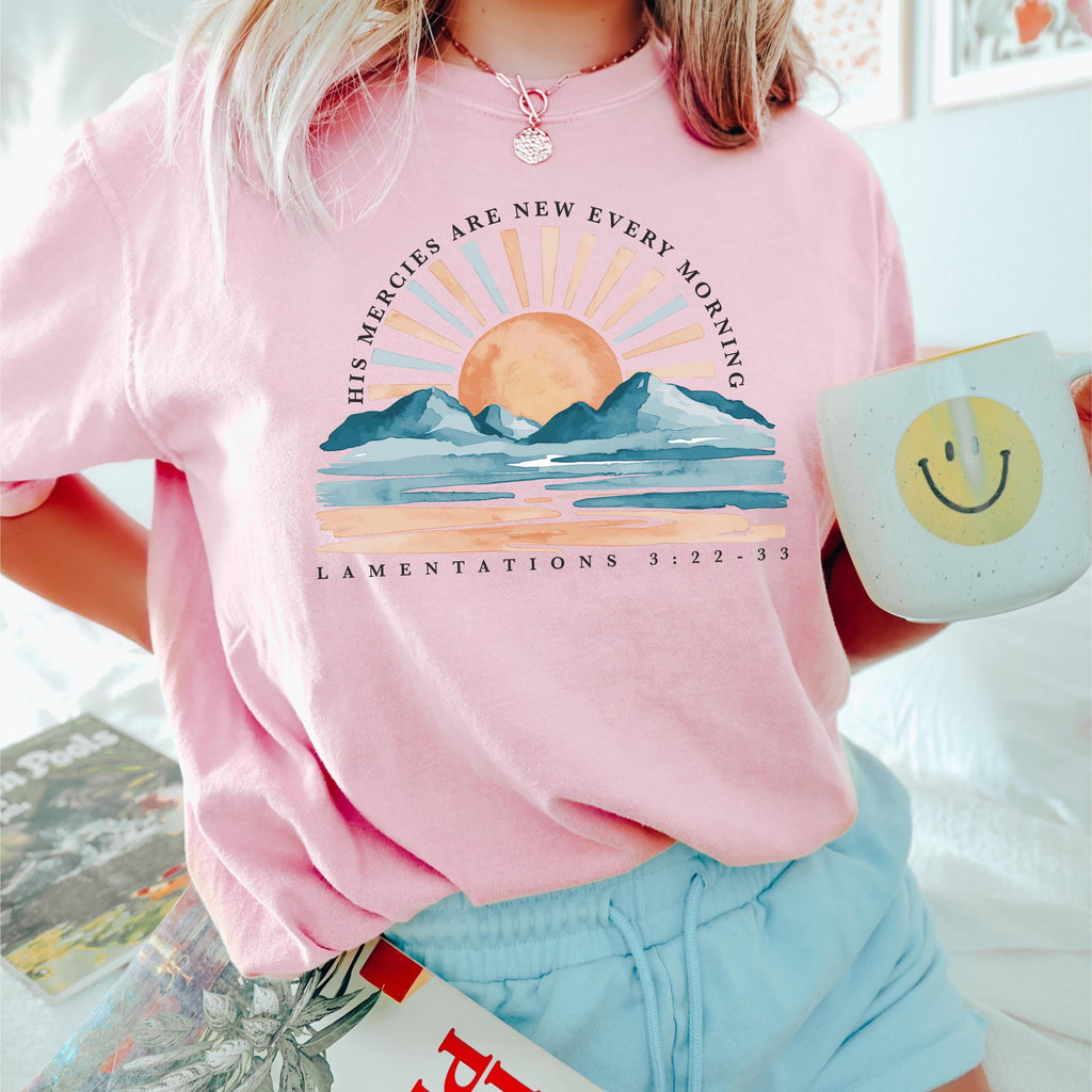 Comfort Colors® Christian Shirt, Inspirational Bible Verse Tee Women Religious Shirt Faith Shirt His Mercies Are New Every Morning Jesus Tee