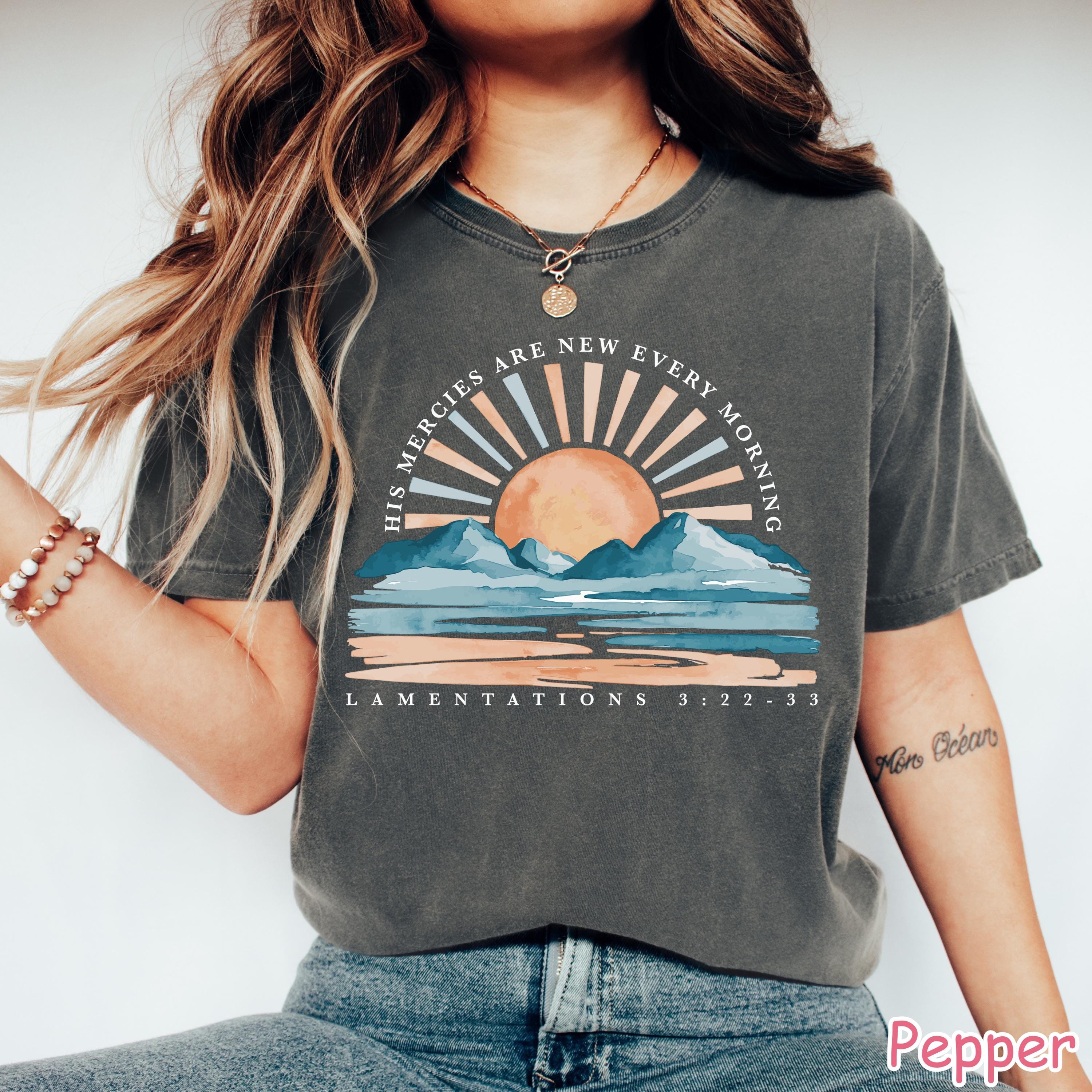 Comfort Colors® Christian Shirt, Inspirational Bible Verse Tee Women Religious Shirt Faith Shirt His Mercies Are New Every Morning Jesus Tee