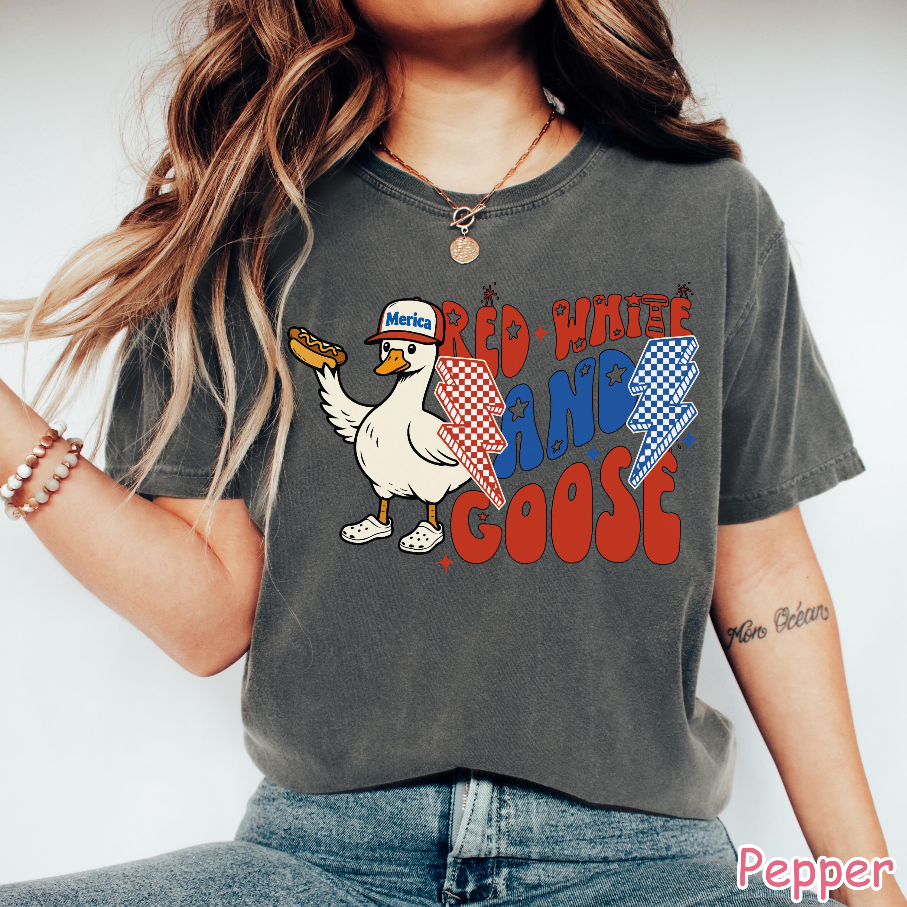 Comfort Colors® Funny 4th of July Shirt, Silly Goose America Shirt, Funny USA Goose Shirt, Women's Patriotic Shirt, Silly Goose On The Loose
