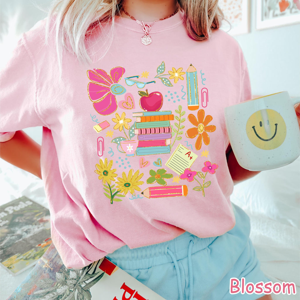 Comfort Colors® Boho Floral Teacher Shirt, Cute Gift for Teacher, Teacher Appreciation Gift, Retro Teacher Flower Shirt, Cute Teaching Shirt