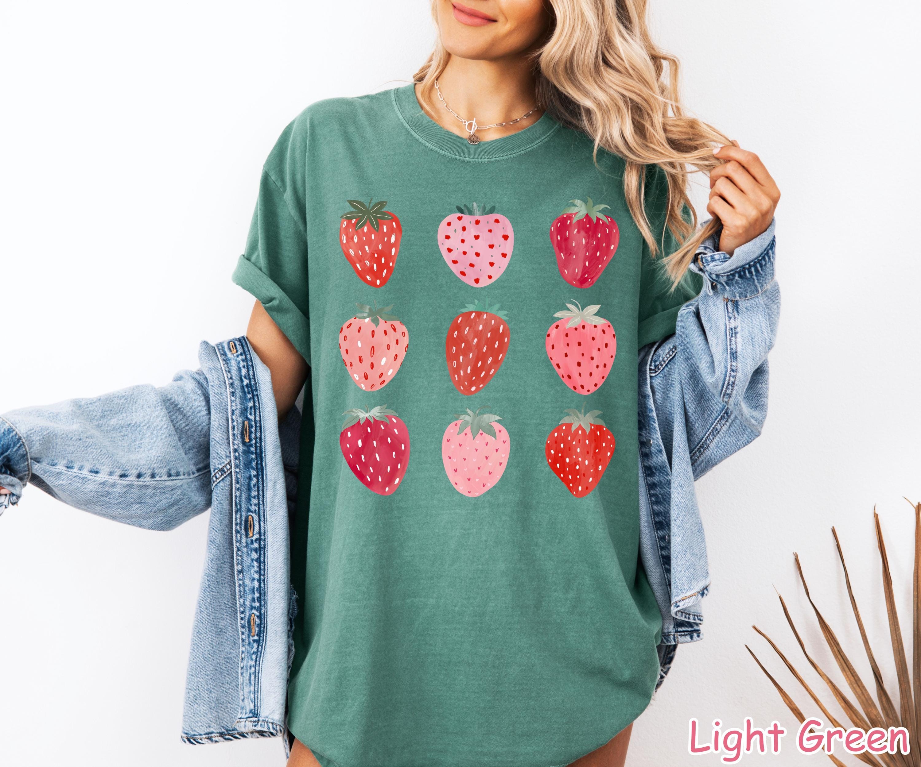 Comfort Colors® Cute Strawberry Shirt, Summer Strawberry Shirt, Retro Strawberry Festival Gift Trendy Strawberries Tee Women's Strawberry Te