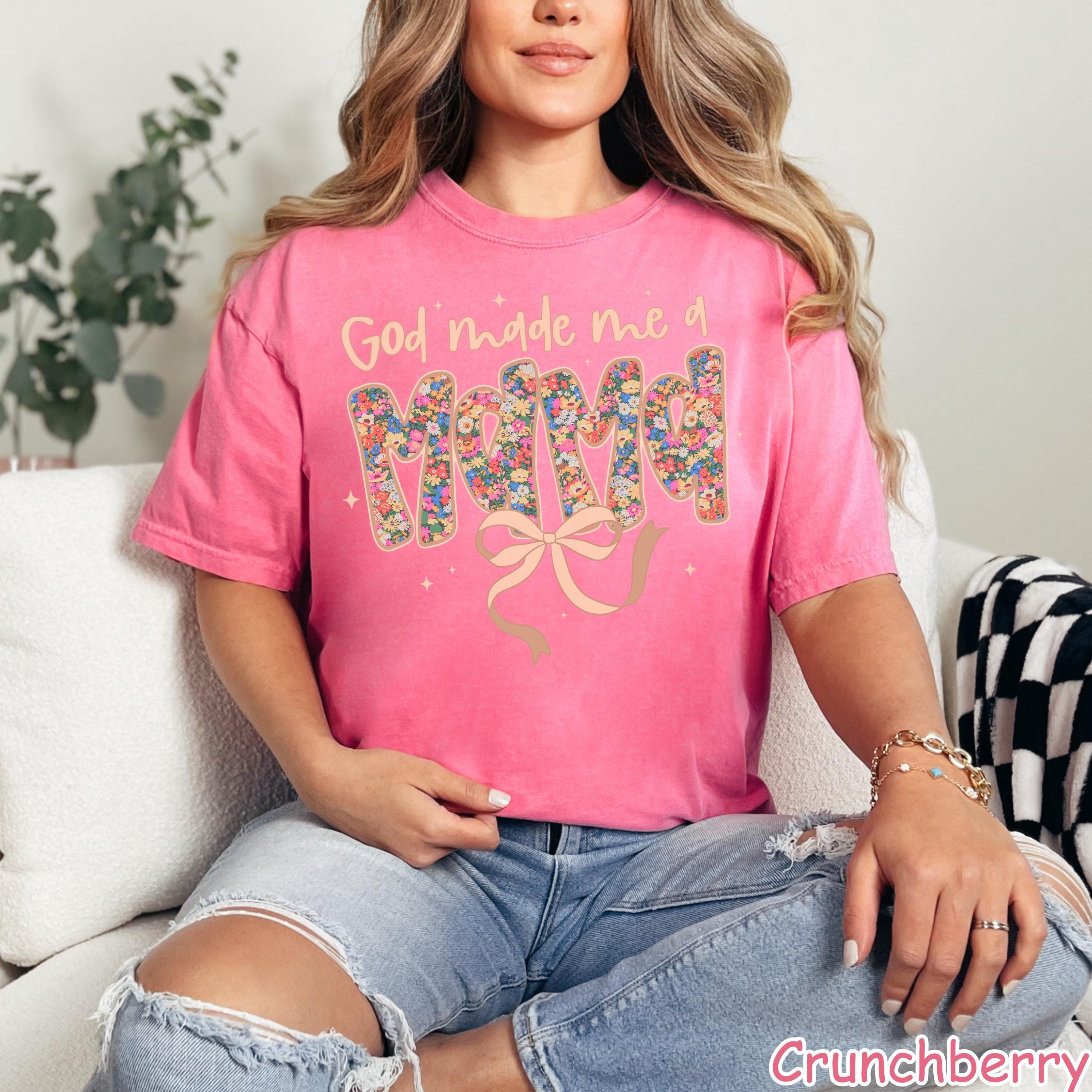 Comfort Colors® Christian Mama Shirt, God Made Me A Mama, Mothers Day Gift, Religious Gift for Mom, Coquette Bow Mom Tee, Womens Faith Shirt