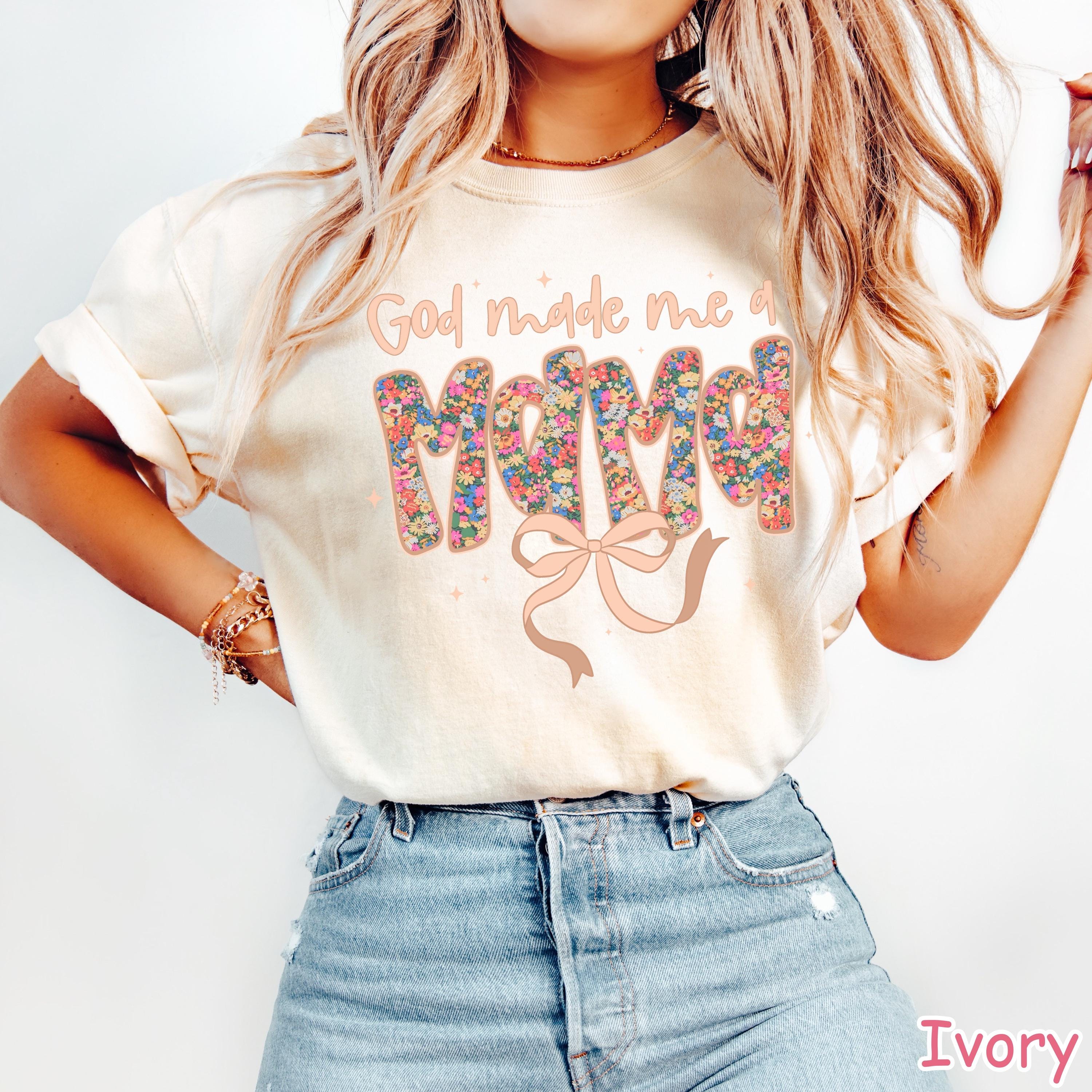 Comfort Colors® Christian Mama Shirt, God Made Me A Mama, Mothers Day Gift, Religious Gift for Mom, Coquette Bow Mom Tee, Womens Faith Shirt