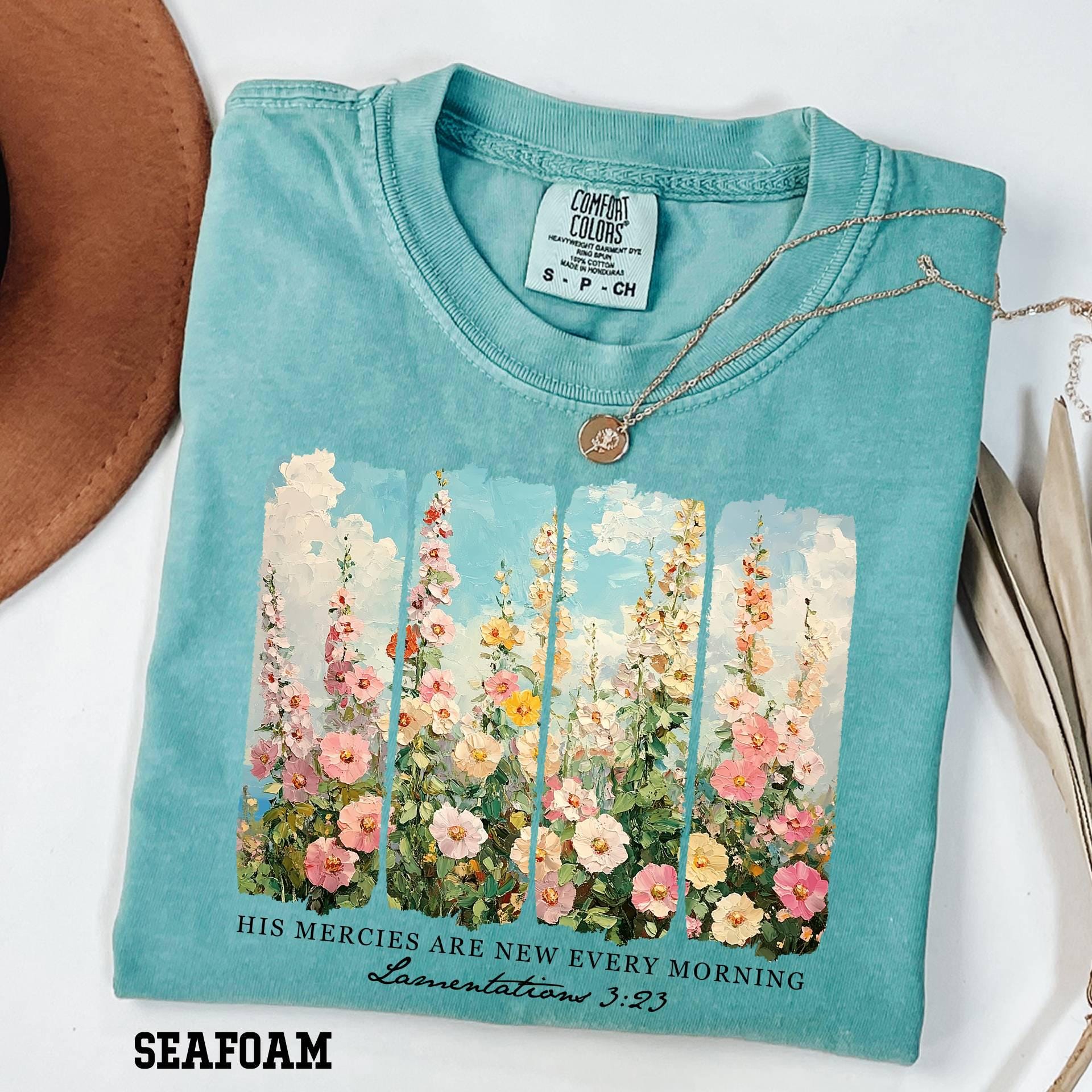 Comfort Colors Christian Tee, Retro Floral Bible Verse Shirt