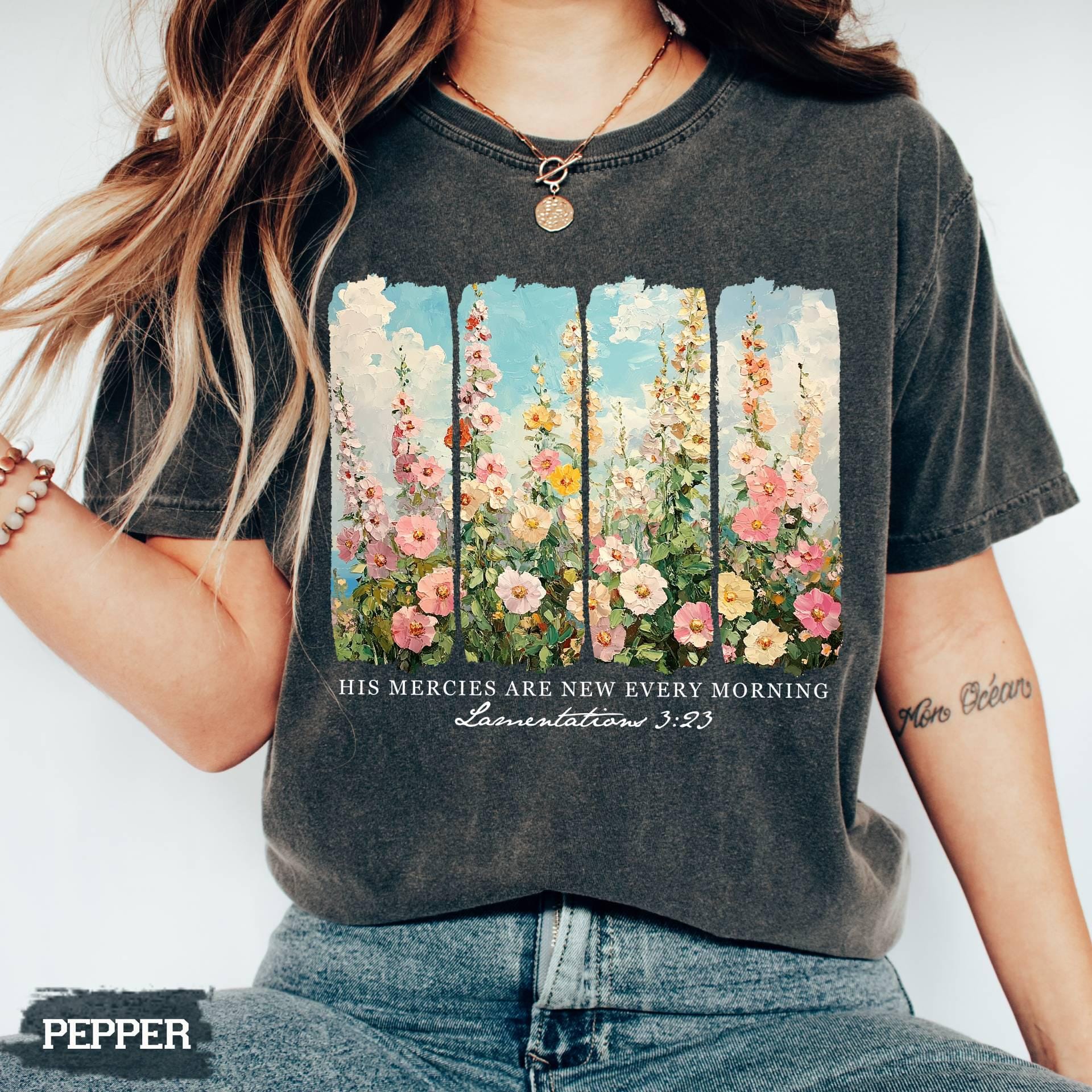 Comfort Colors Christian Tee, Retro Floral Bible Verse Shirt