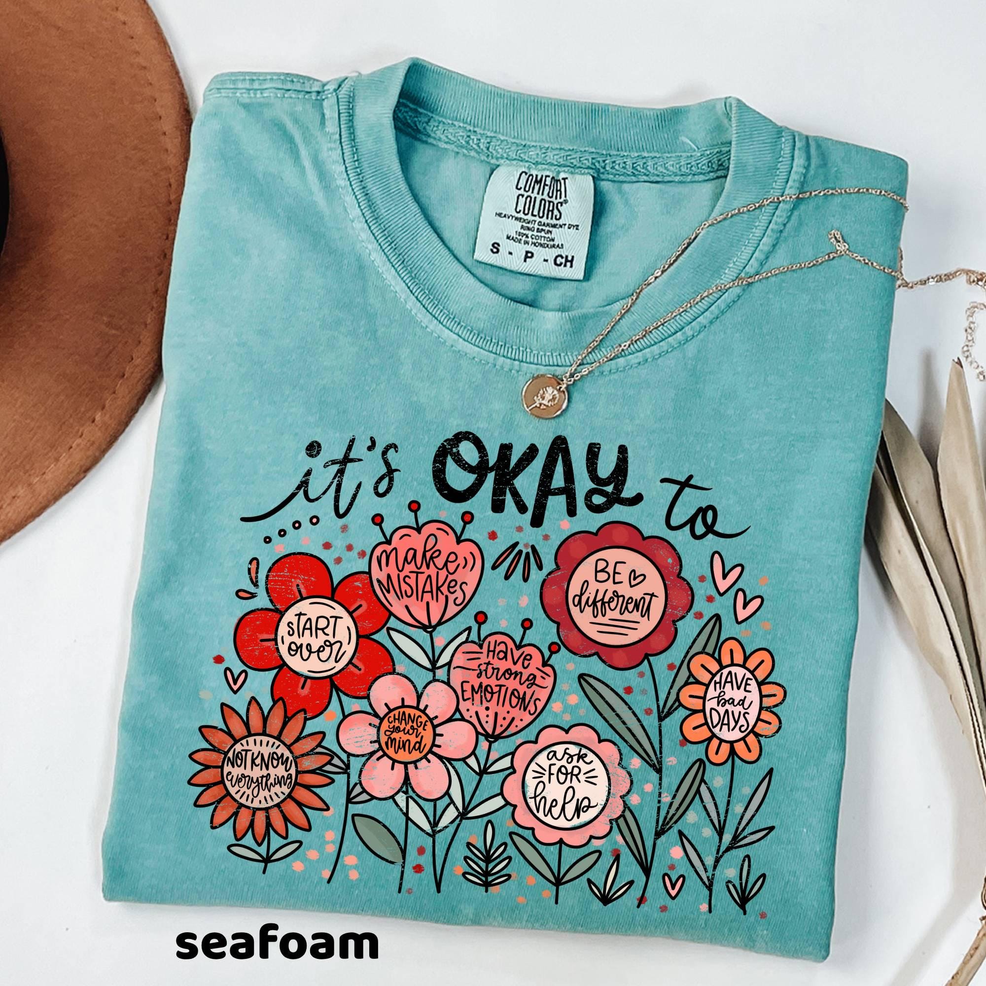 Comfort Colors Floral Graphic Tee, Teacher Positivity Shirt