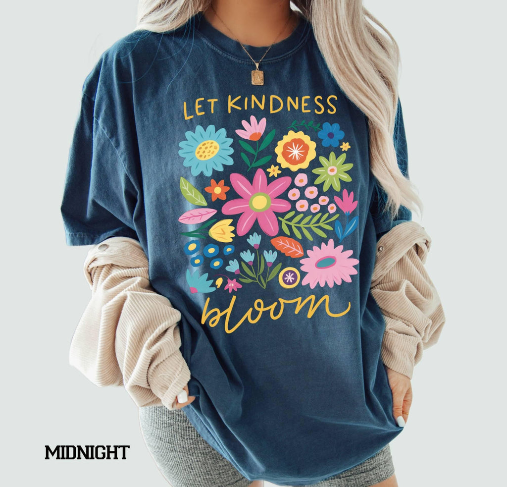 Comfort Colors Kindness Bloom Tee, Retro Floral Shirt