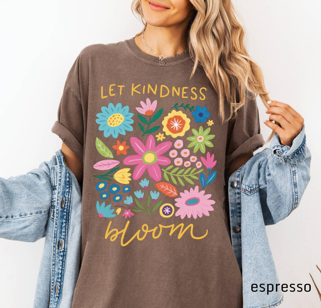 Comfort Colors Kindness Bloom Tee, Retro Floral Shirt