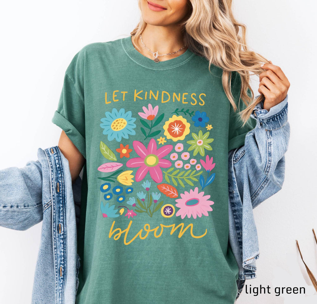 Comfort Colors Kindness Bloom Tee, Retro Floral Shirt