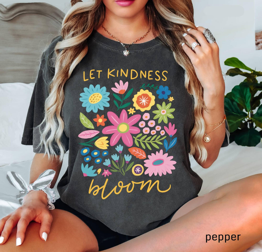 Comfort Colors Kindness Bloom Tee, Retro Floral Shirt