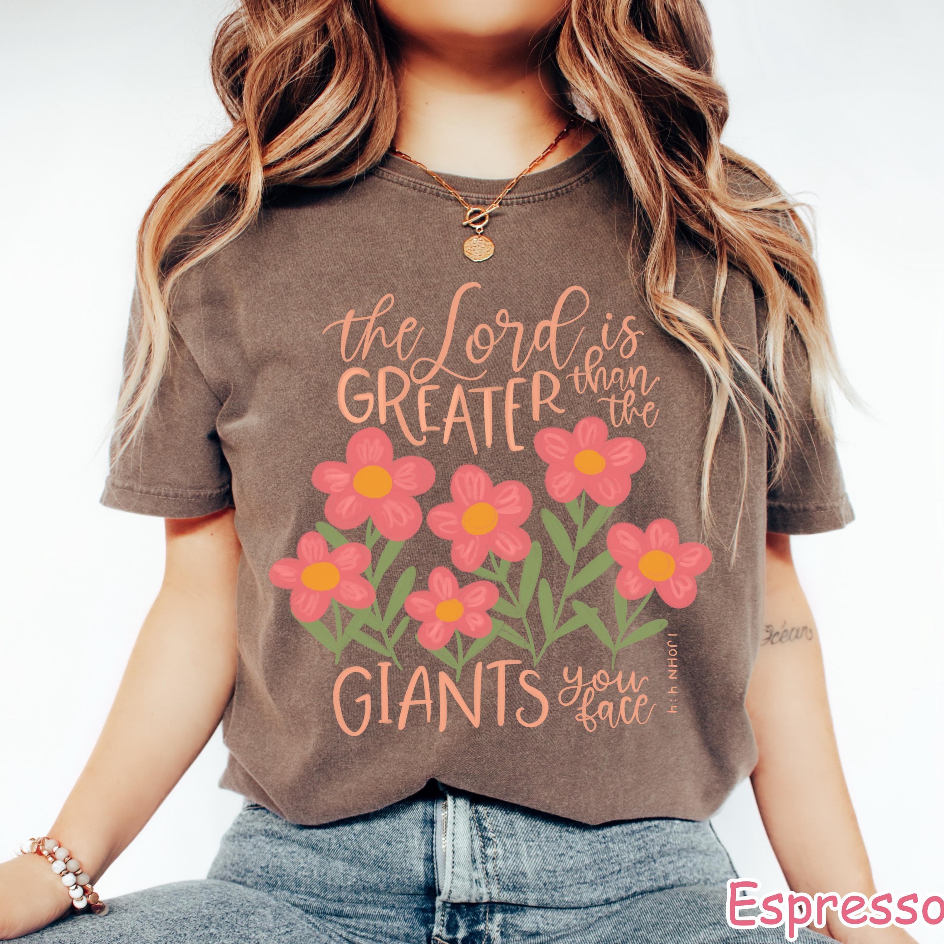 Comfort Colors® Floral Christian Shirt, The Lord Is Greater Bible Verse Tee, Women Faith Shirt Religious Shirt Jesus Shirt Inspirational Tee