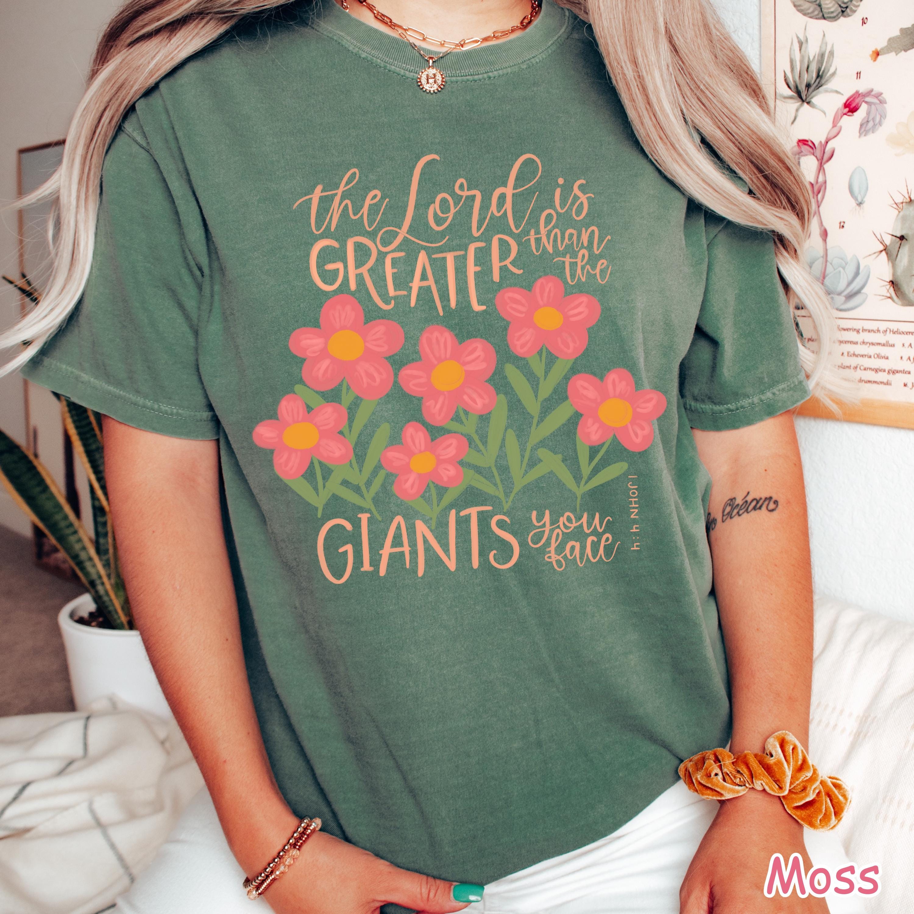 Comfort Colors® Floral Christian Shirt, The Lord Is Greater Bible Verse Tee, Women Faith Shirt Religious Shirt Jesus Shirt Inspirational Tee