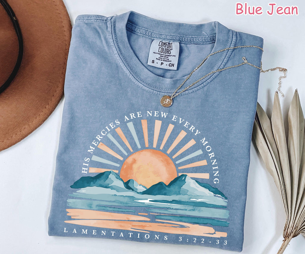 Comfort Colors® Christian Shirt, Inspirational Bible Verse Tee Women Religious Shirt Faith Shirt His Mercies Are New Every Morning Jesus Tee