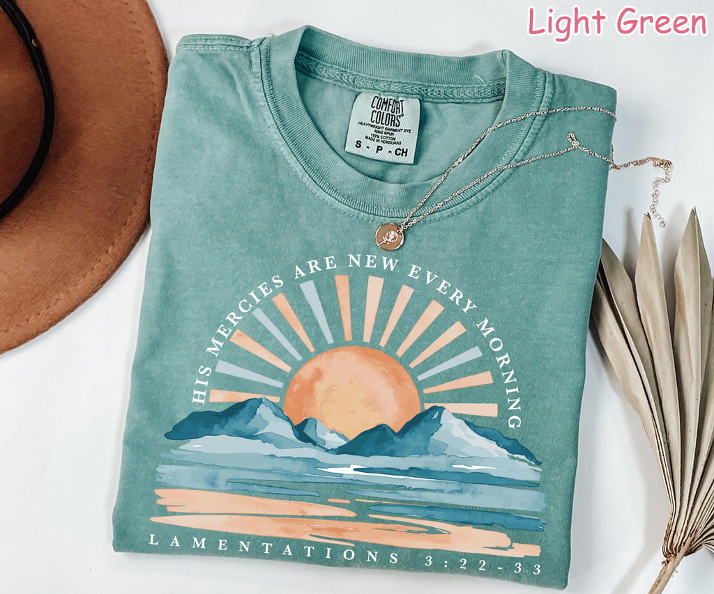 Comfort Colors® Christian Shirt, Inspirational Bible Verse Tee Women Religious Shirt Faith Shirt His Mercies Are New Every Morning Jesus Tee