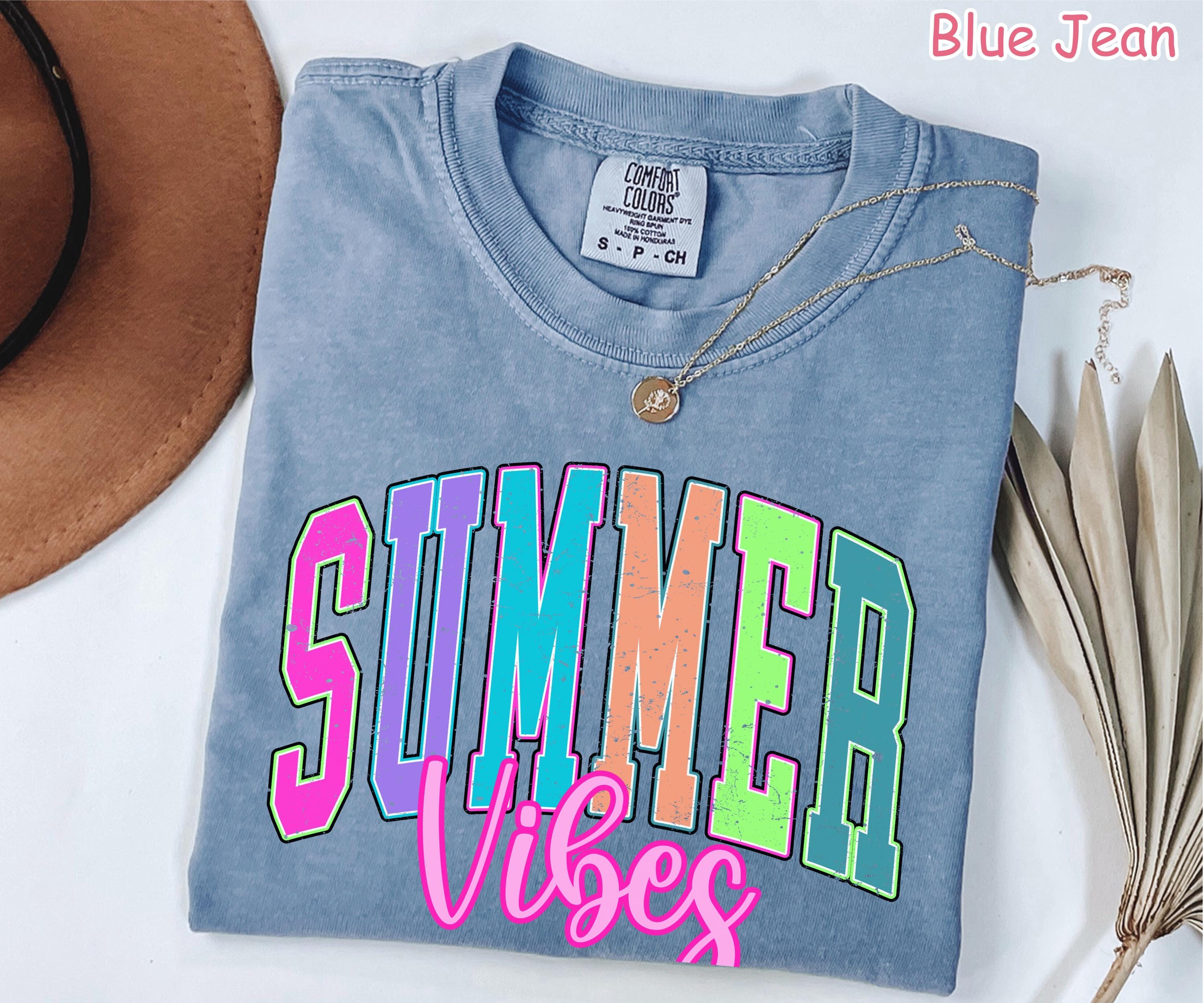 Comfort Colors® Summer Vibes Shirt, Retro Summer T-shirt, Neon Trendy Summer Graphic Tee, Vintage Summer Shirt for Women, Beach Vacation Tee