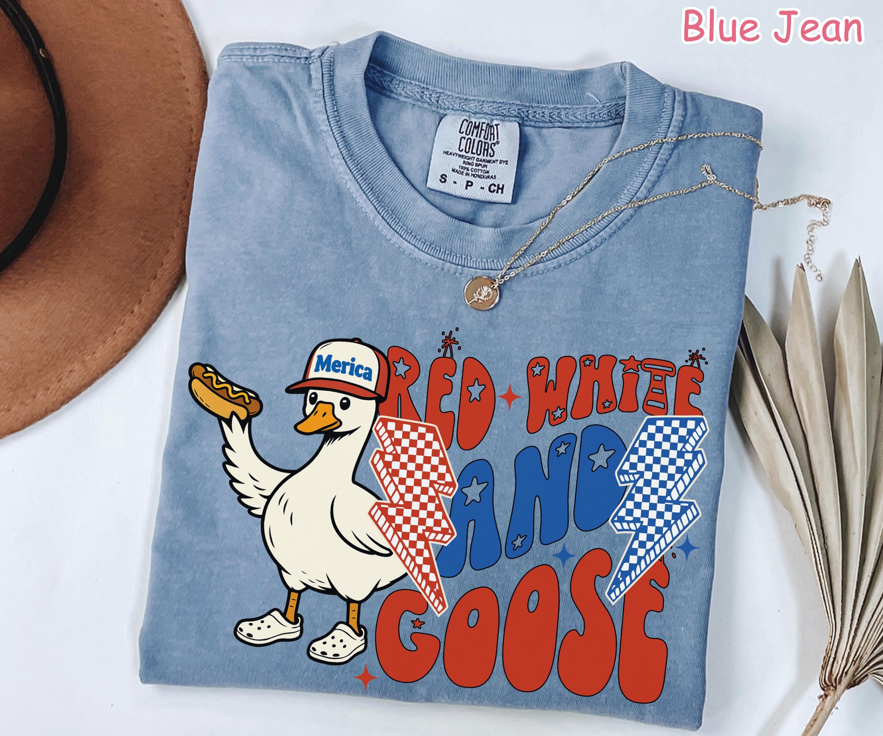 Comfort Colors® Funny 4th of July Shirt, Silly Goose America Shirt, Funny USA Goose Shirt, Women's Patriotic Shirt, Silly Goose On The Loose