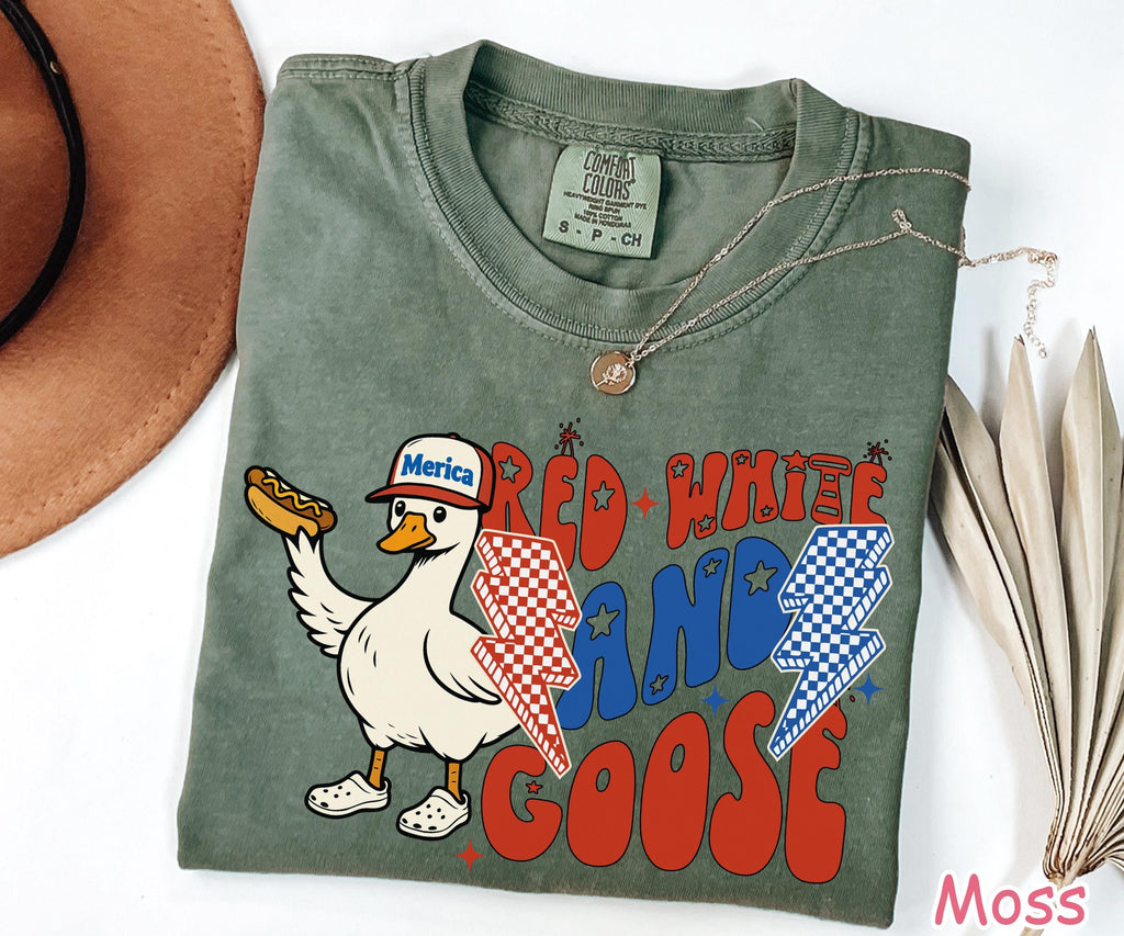 Comfort Colors® Funny 4th of July Shirt, Silly Goose America Shirt, Funny USA Goose Shirt, Women's Patriotic Shirt, Silly Goose On The Loose