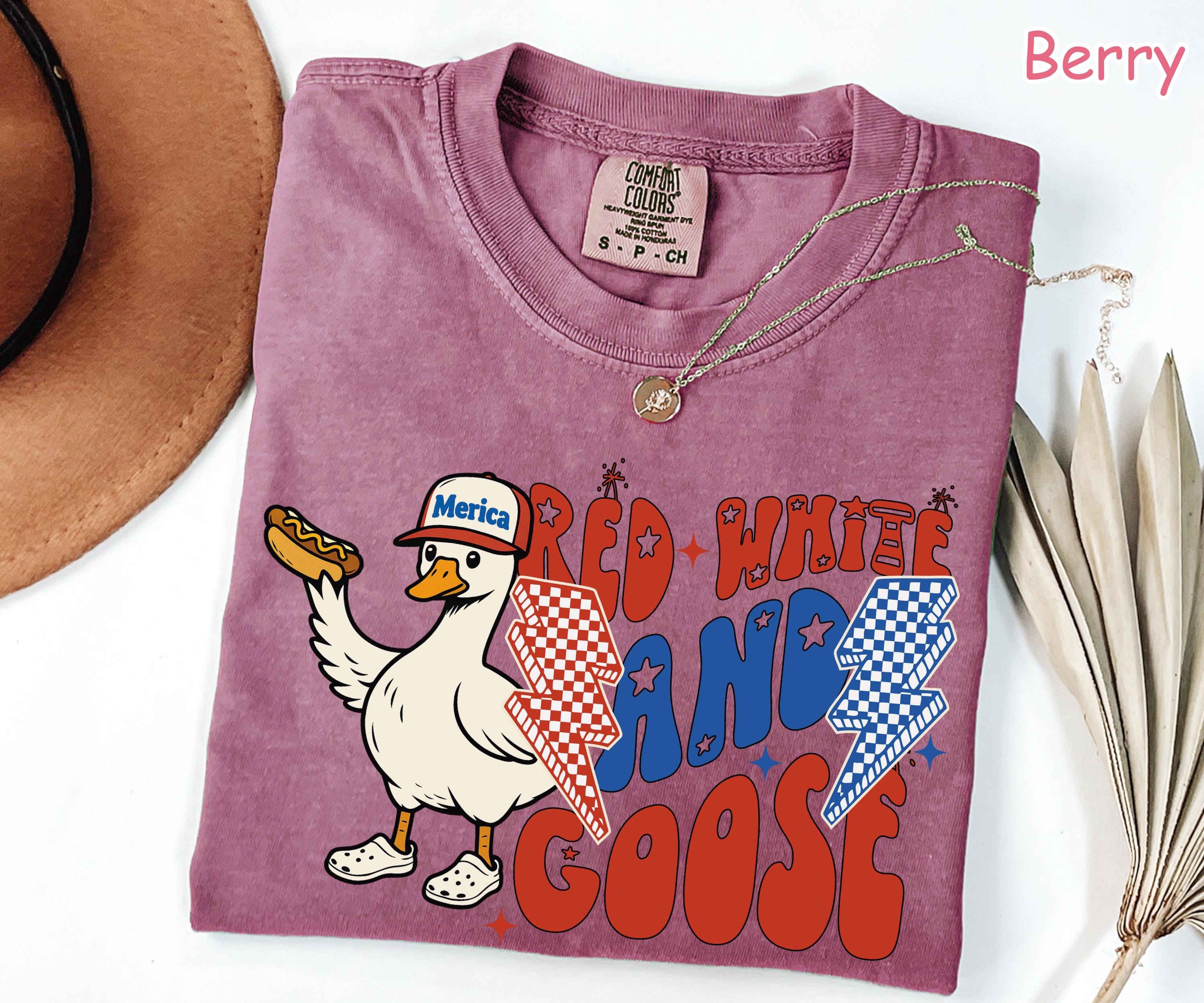 Comfort Colors® Funny 4th of July Shirt, Silly Goose America Shirt, Funny USA Goose Shirt, Women's Patriotic Shirt, Silly Goose On The Loose