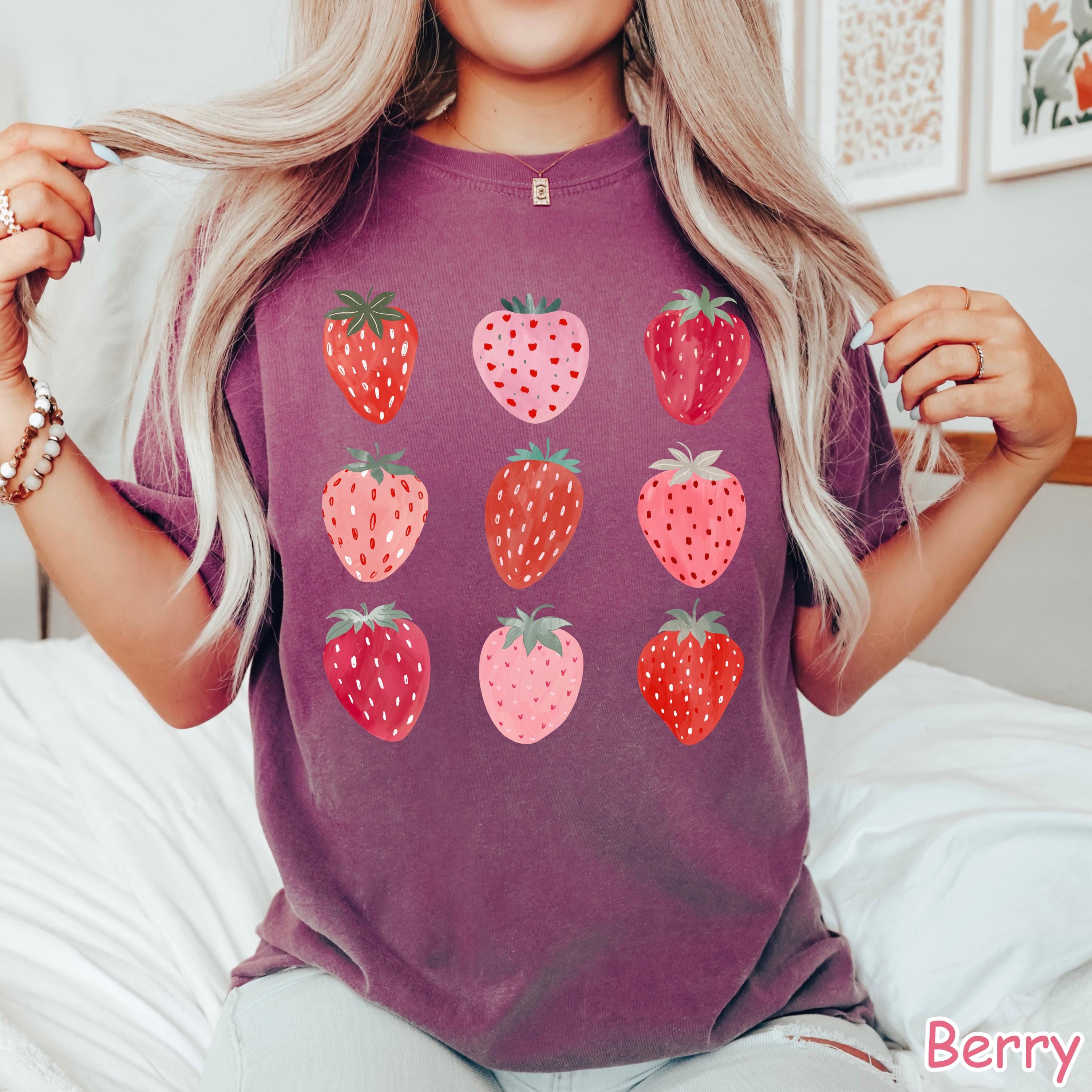 Comfort Colors® Cute Strawberry Shirt, Summer Strawberry Shirt, Retro Strawberry Festival Gift Trendy Strawberries Tee Women's Strawberry Te