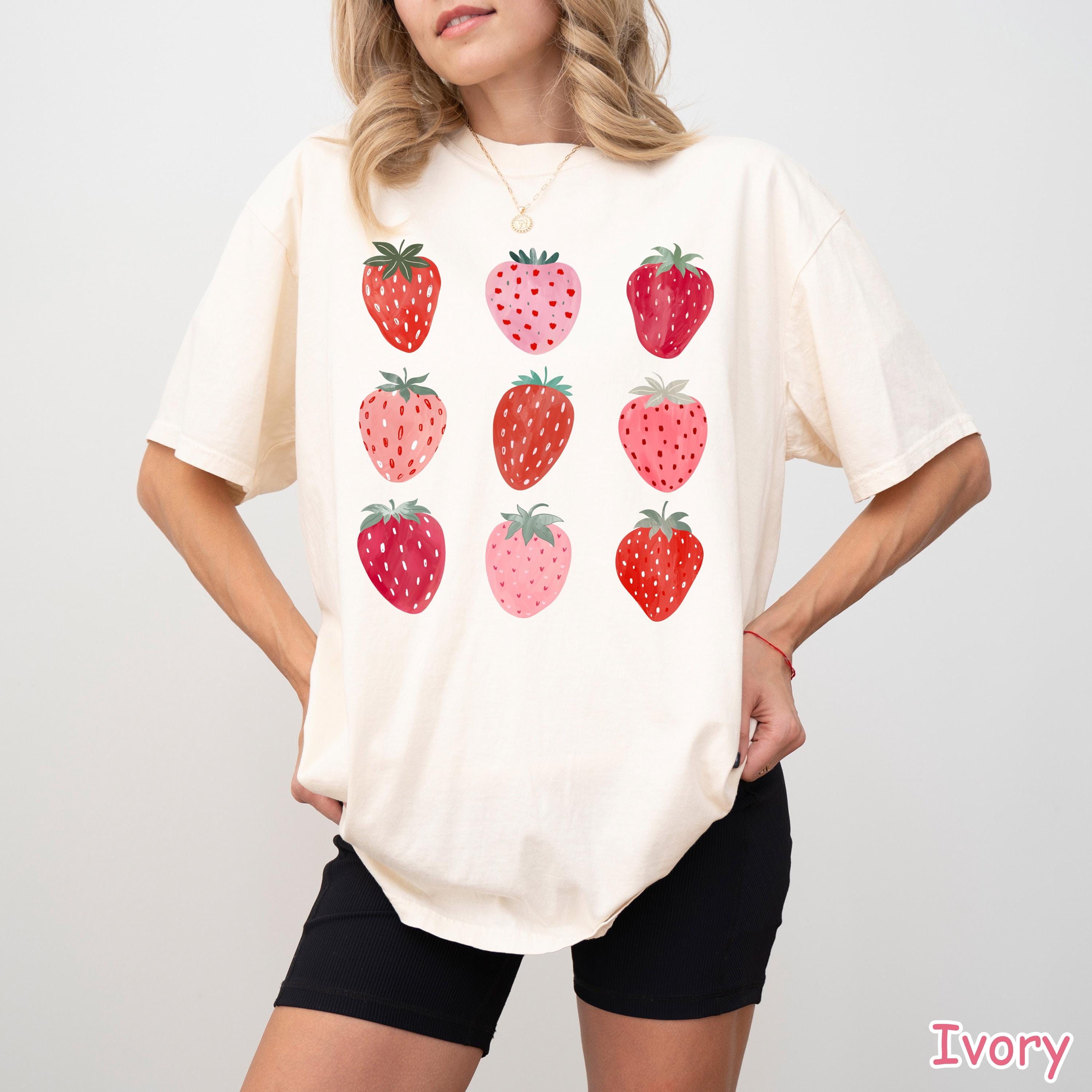 Comfort Colors® Cute Strawberry Shirt, Summer Strawberry Shirt, Retro Strawberry Festival Gift Trendy Strawberries Tee Women's Strawberry Te