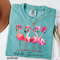Comfort Colors© Hello Summer Flamingo T-Shirt, Funny Summer Beach Graphic Tee, Funny Vacation Shirt, Tropical Animal T-Shirt, Summer Girly