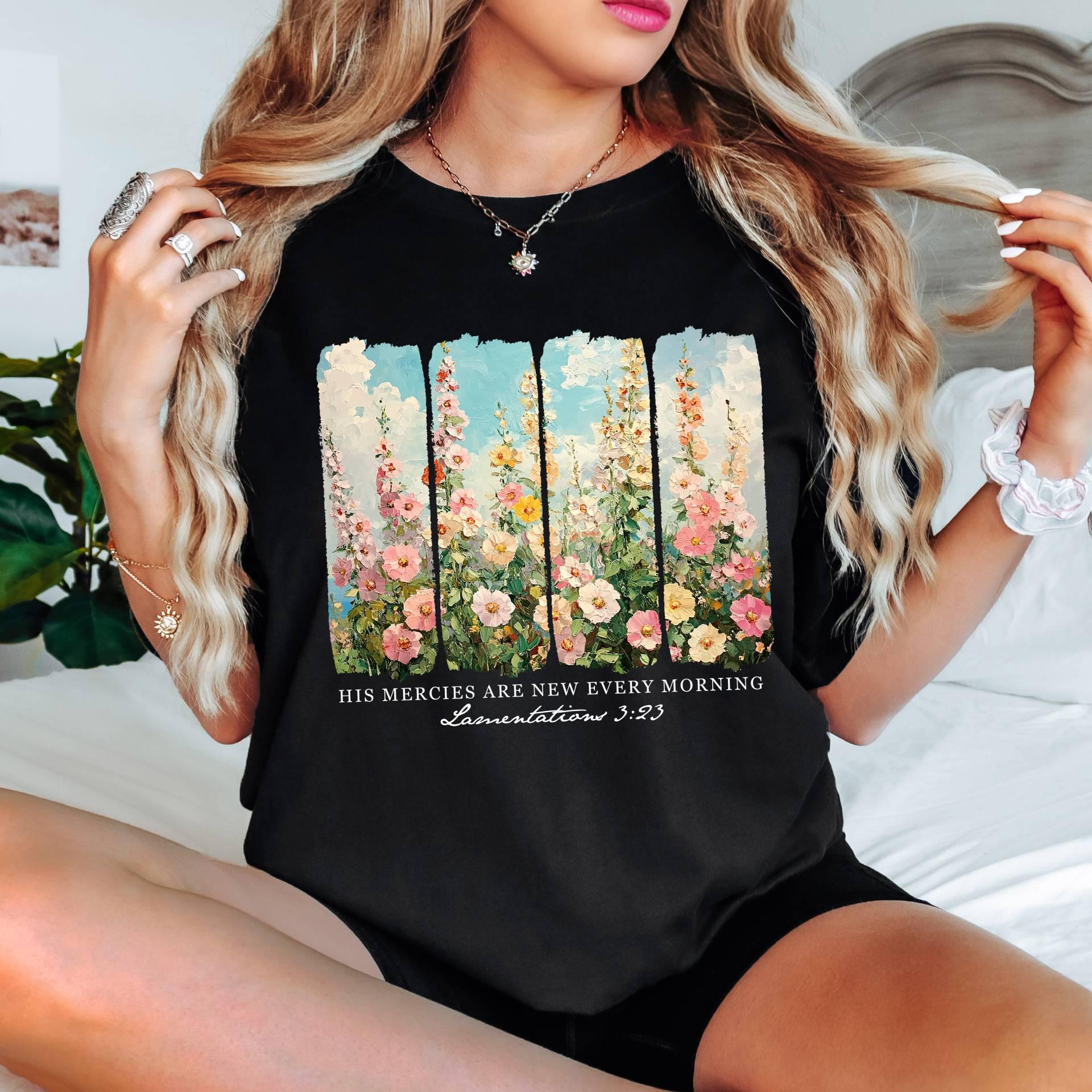 Comfort Colors Christian Tee, Retro Floral Bible Verse Shirt